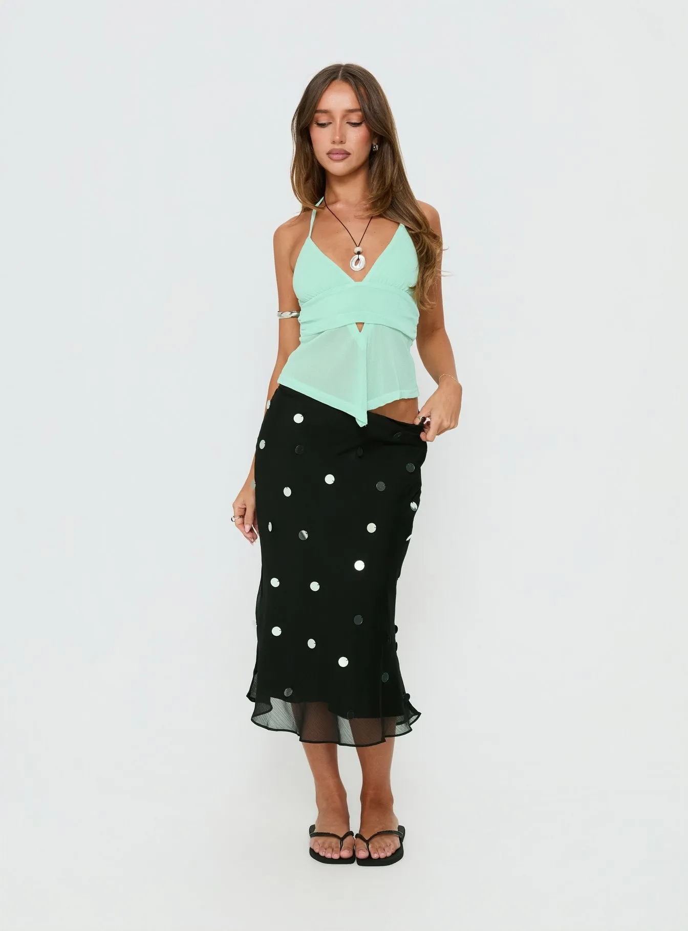 Averee Halter Top Mint Sparkle sold by Princess Polly product image thumbnail 2