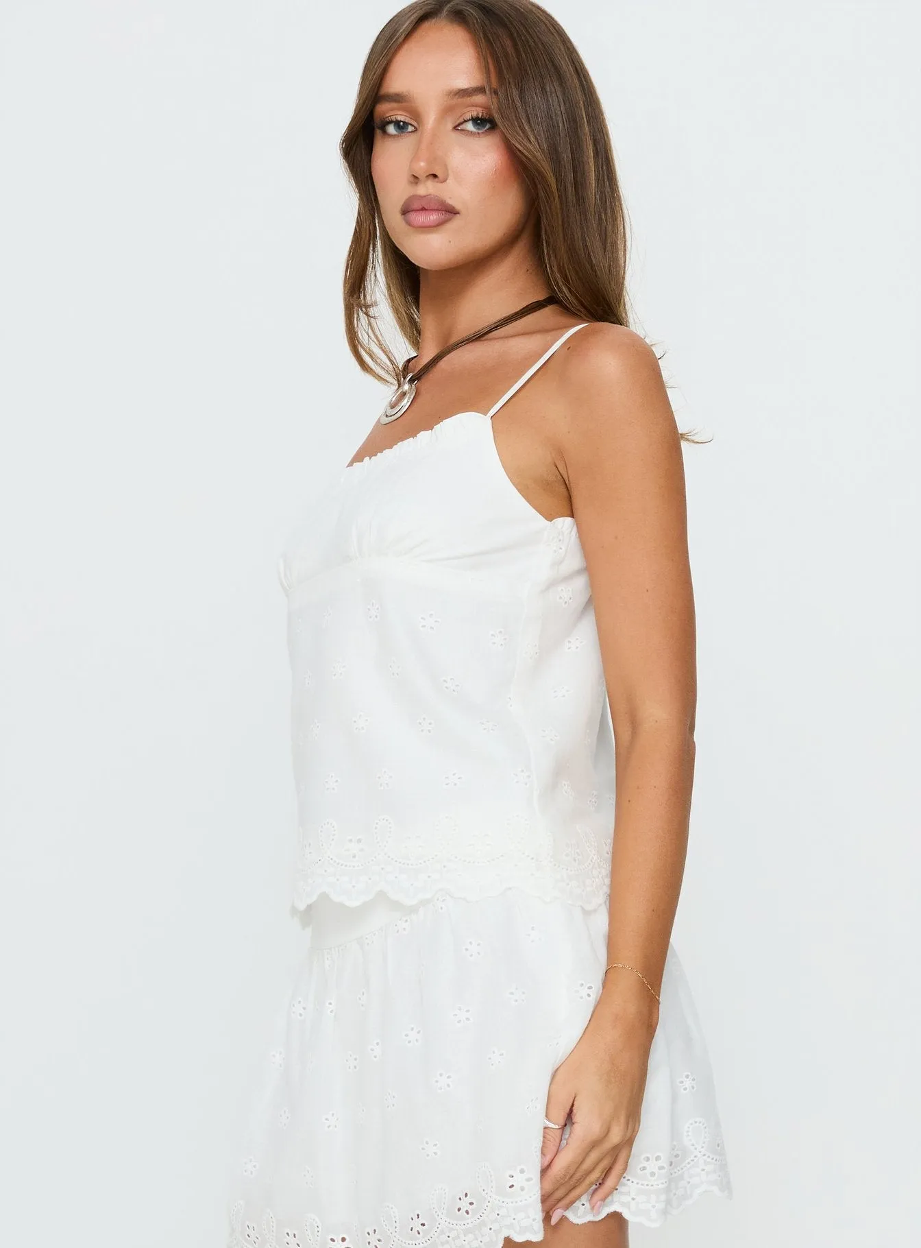 Tiriah Embroidered Cami Top White sold by Princess Polly product image thumbnail 4