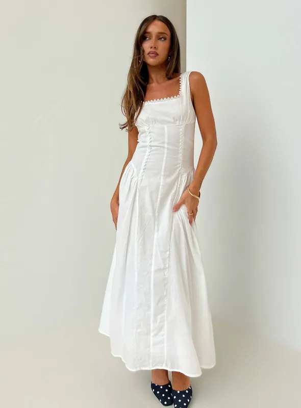 Mariette Panelled Midi Dress White made by Princess Polly