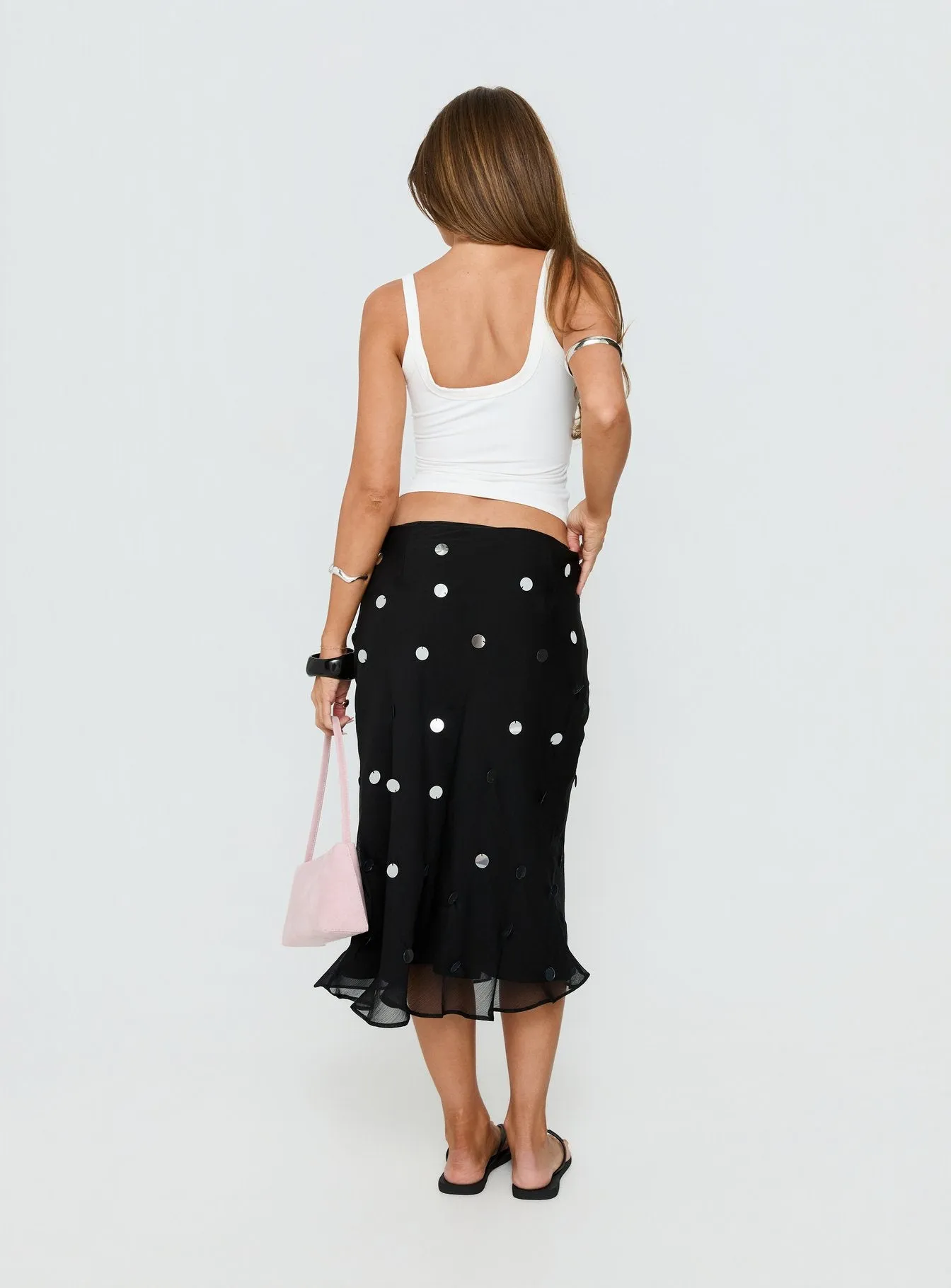 Kessiah Sequin Midi Skirt Black sold by Princess Polly product image thumbnail 5
