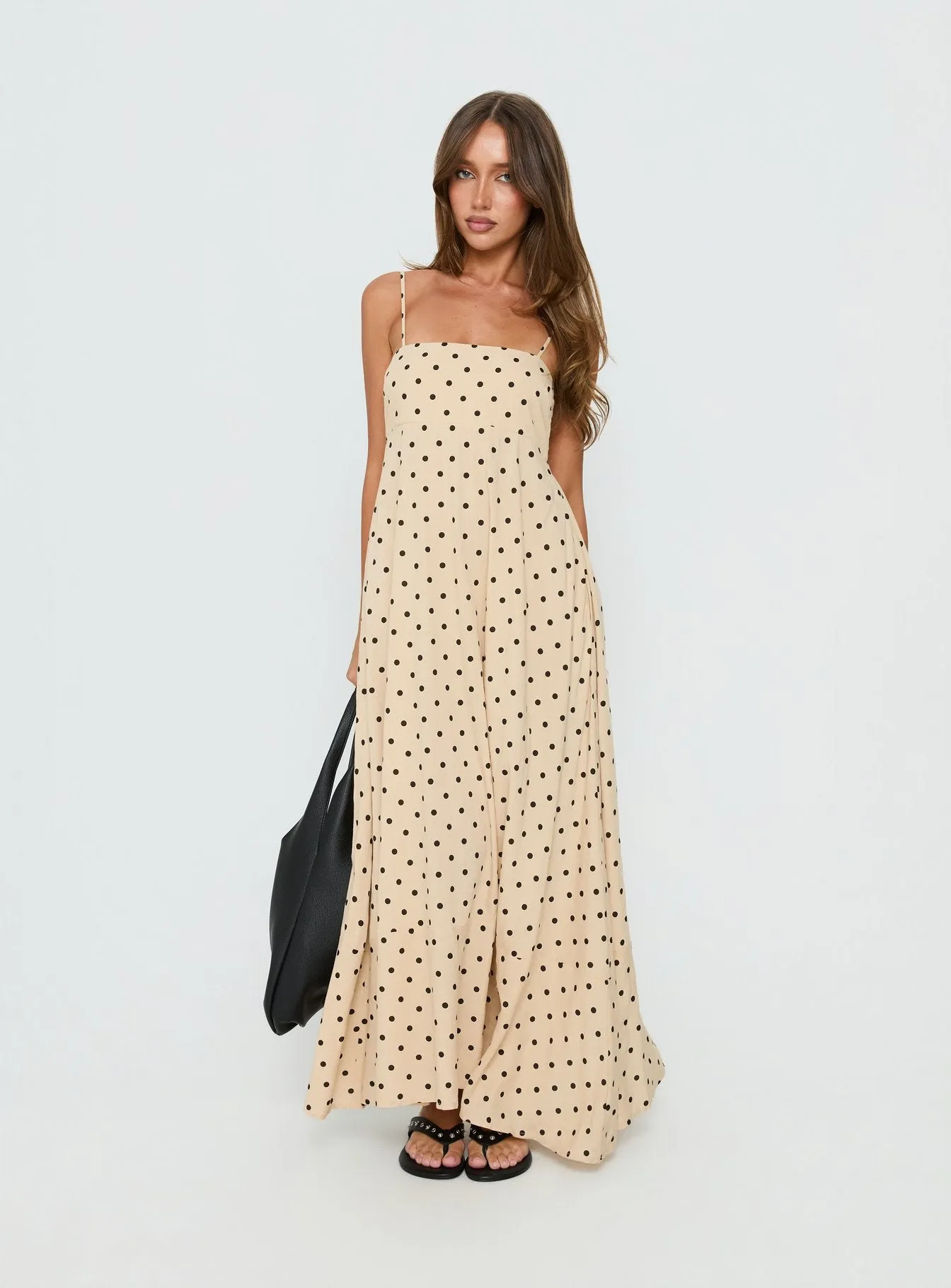 Triniti Square Neck Maxi Dress Cream Polka Dot sold by Princess Polly product image thumbnail 2