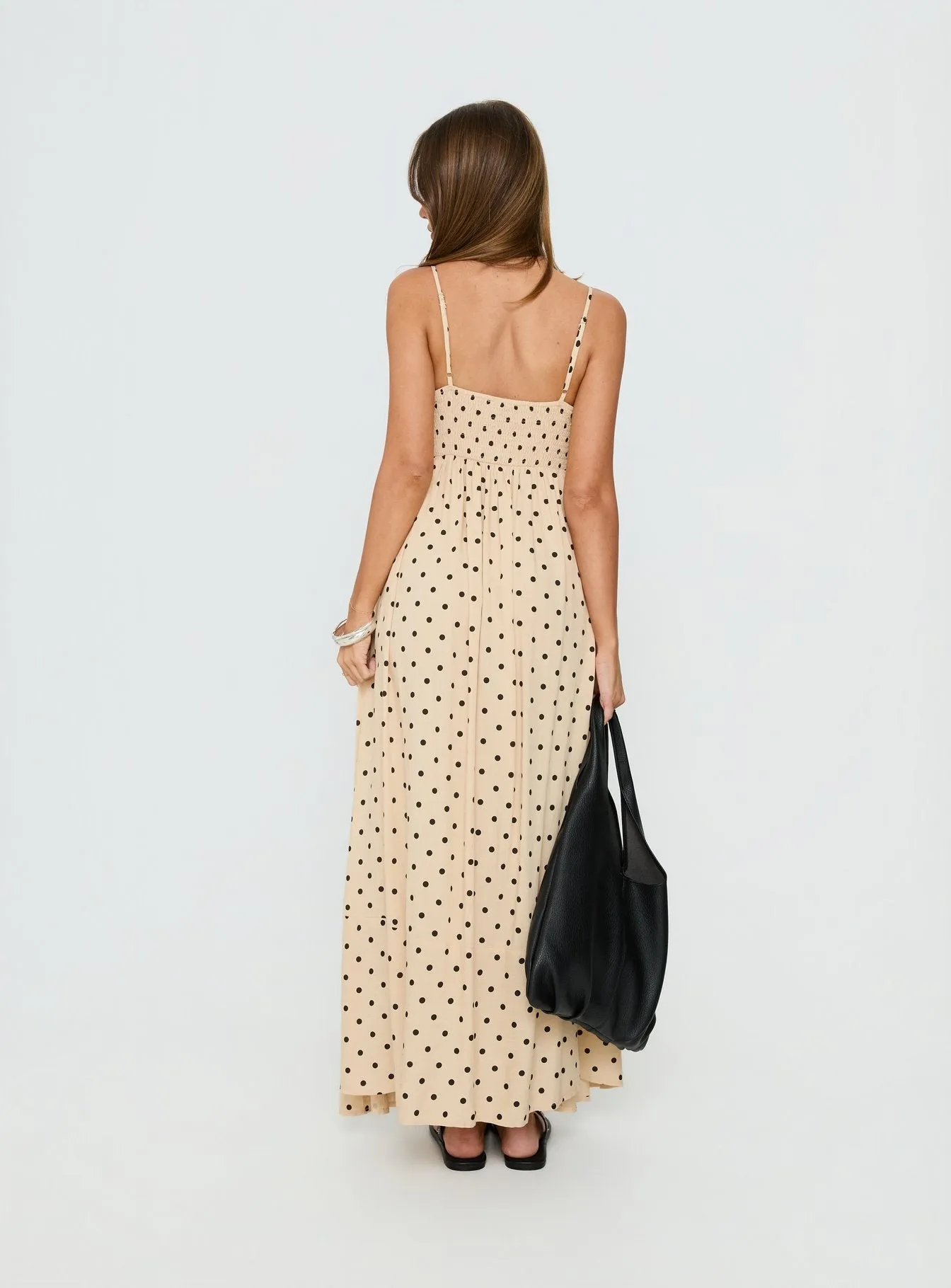 Triniti Square Neck Maxi Dress Cream Polka Dot sold by Princess Polly product image thumbnail 4
