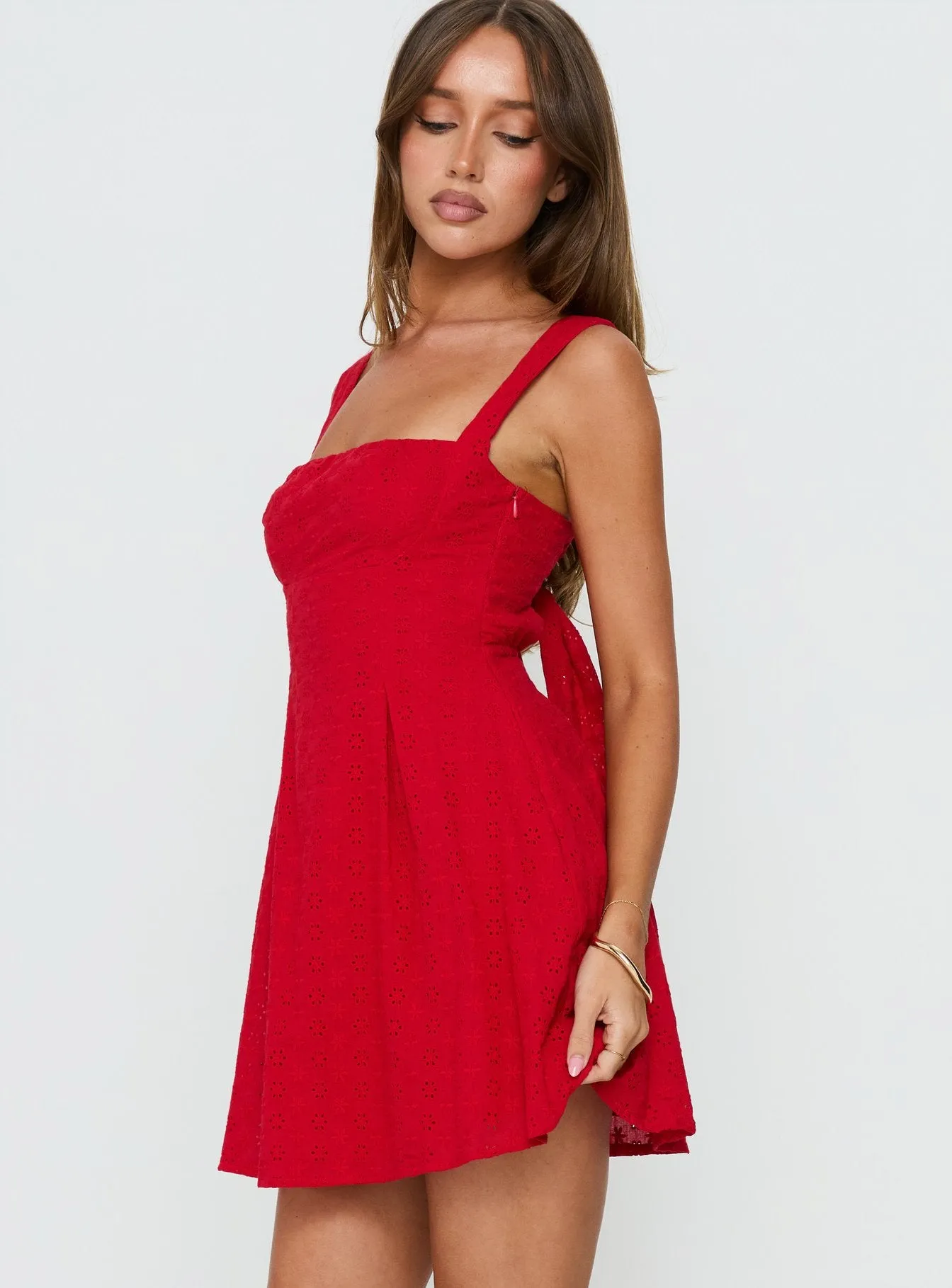 Xanthus Embroidered Mini Dress Red sold by Princess Polly product image thumbnail 3