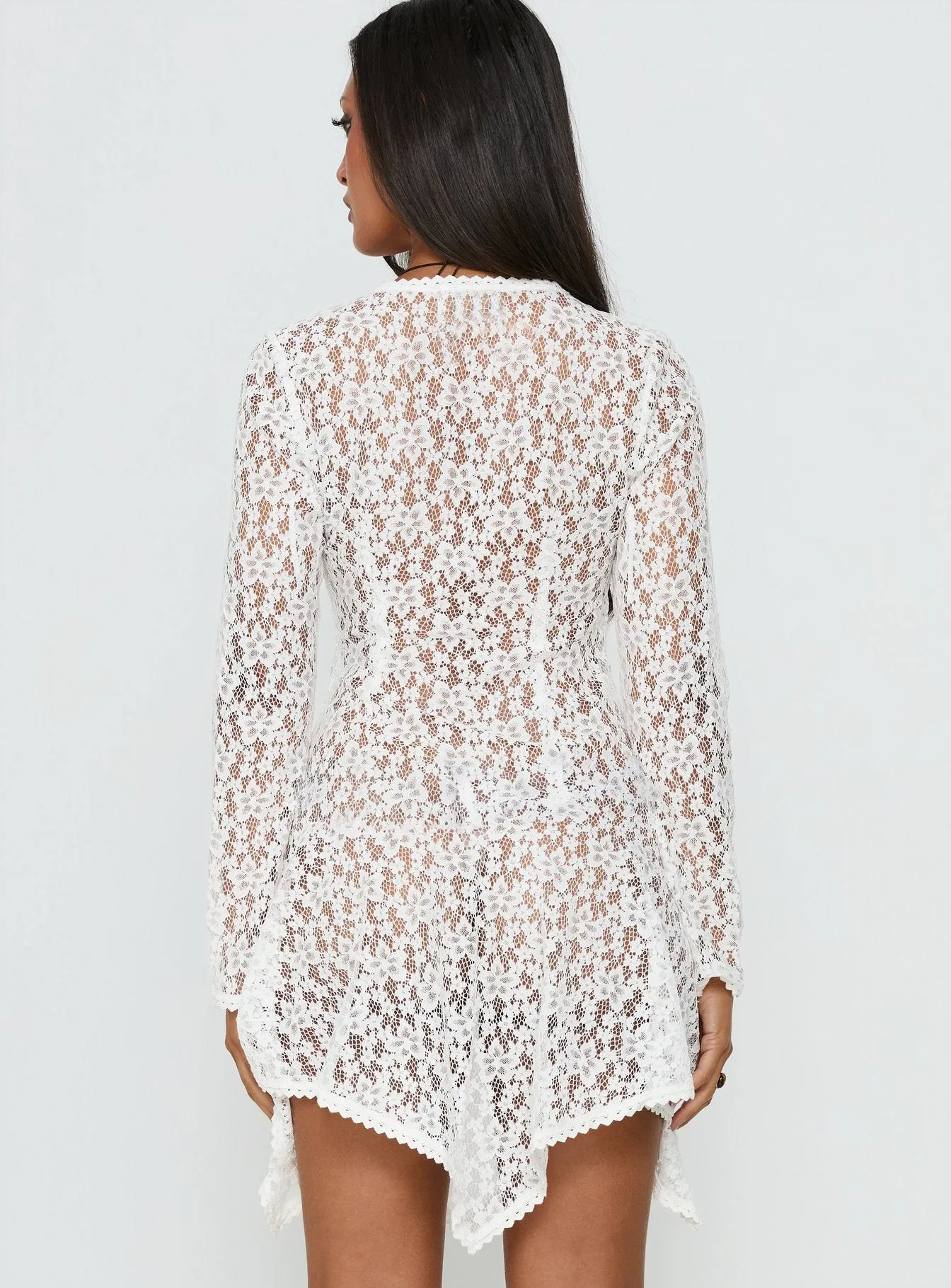 Somanie Long Sleeve Lace Mini Dress White sold by Princess Polly product image thumbnail 5