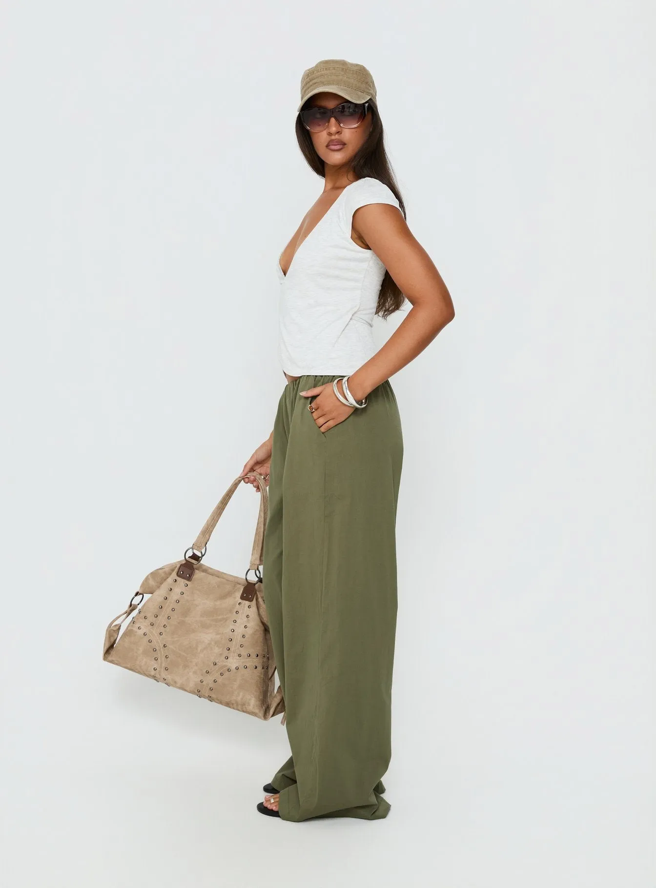 Lunea Concealed Waistband Pants Khaki sold by Princess Polly product image thumbnail 4