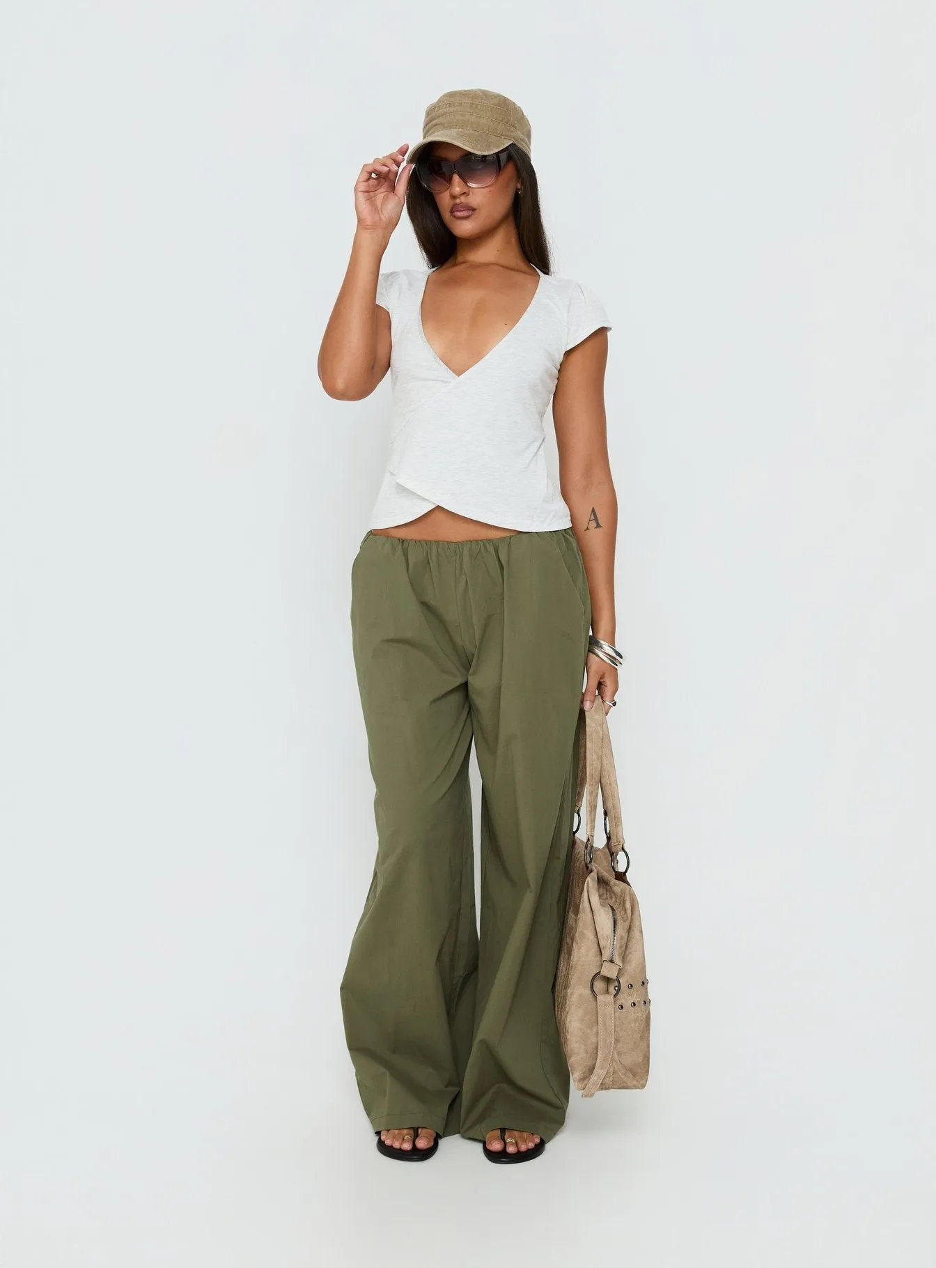 Stefanee Short Sleeve Wrap Top Light Grey Marle sold by Princess Polly product image thumbnail 3