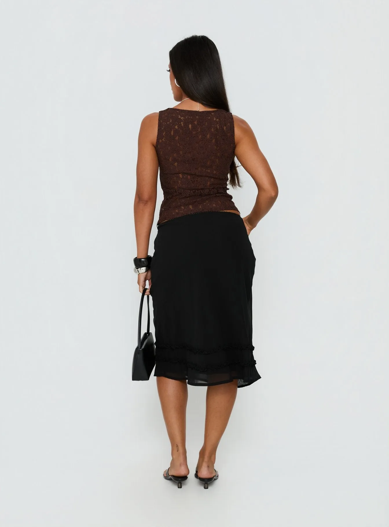 Clarabella Frill Midi Skirt Black sold by Princess Polly product image thumbnail 5