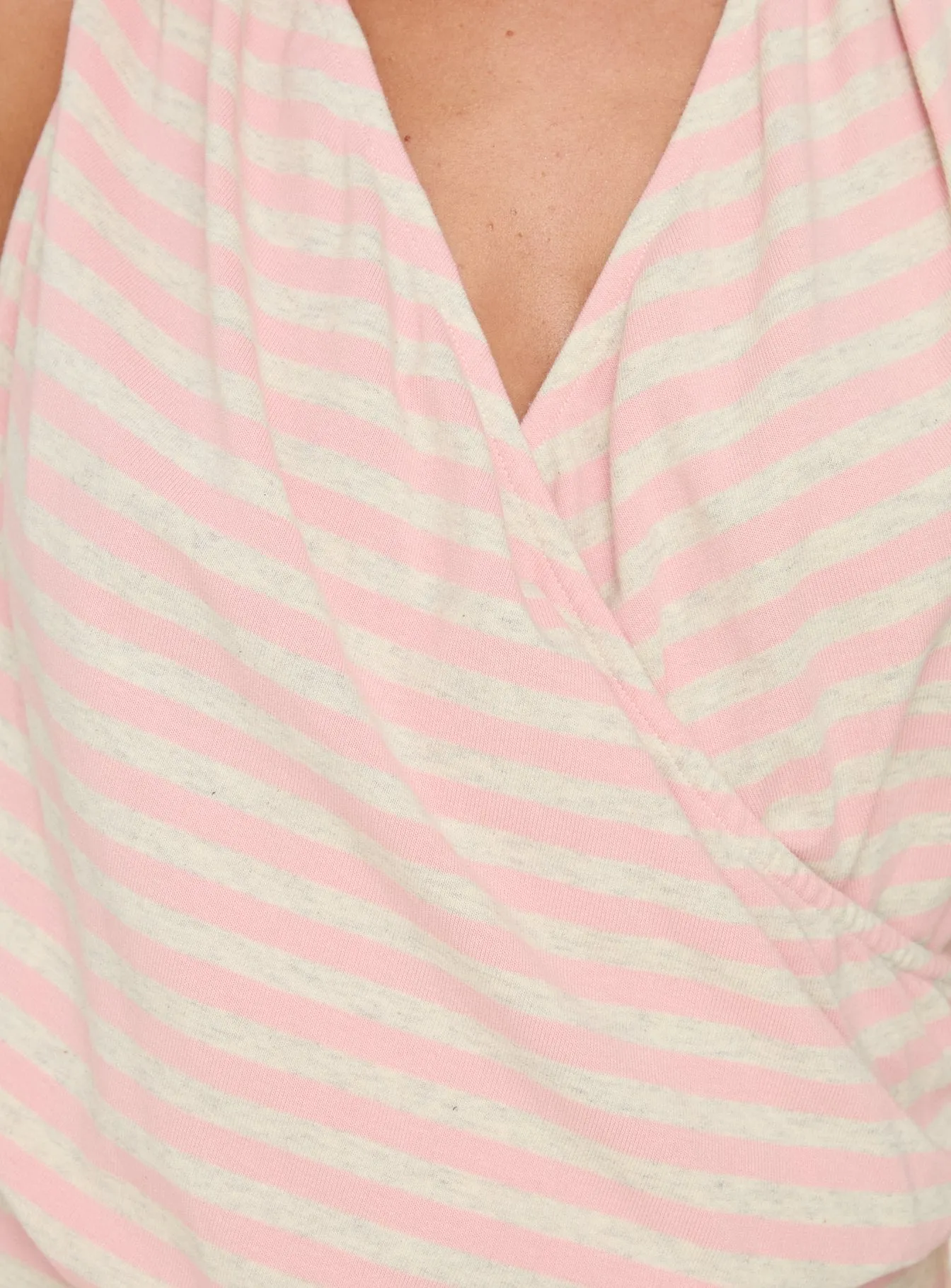Joelie Halter Draped Mini Dress Pink / Grey Stripe sold by Princess Polly product image thumbnail 5