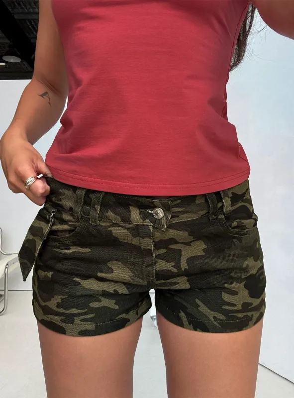 Remix Micro Shorts Camo made by Princess Polly