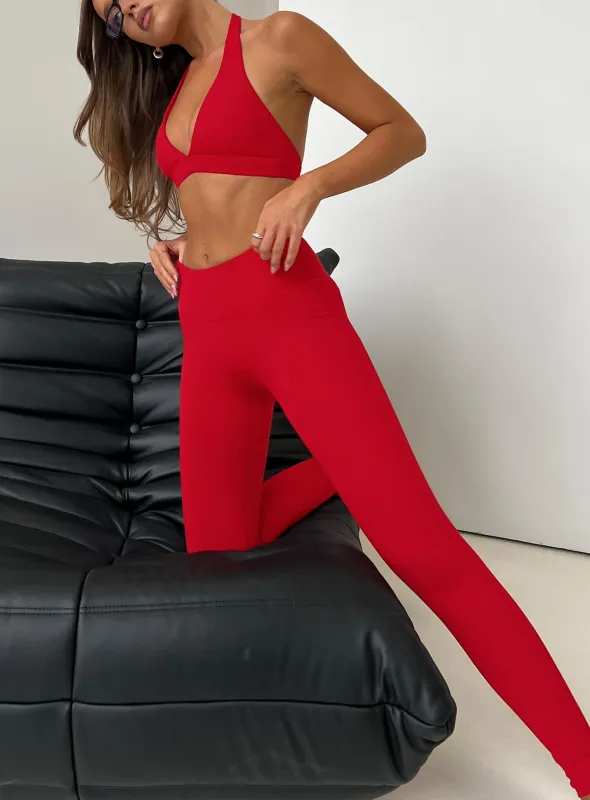 Peak Performance Active Leggings Red made by Princess Polly