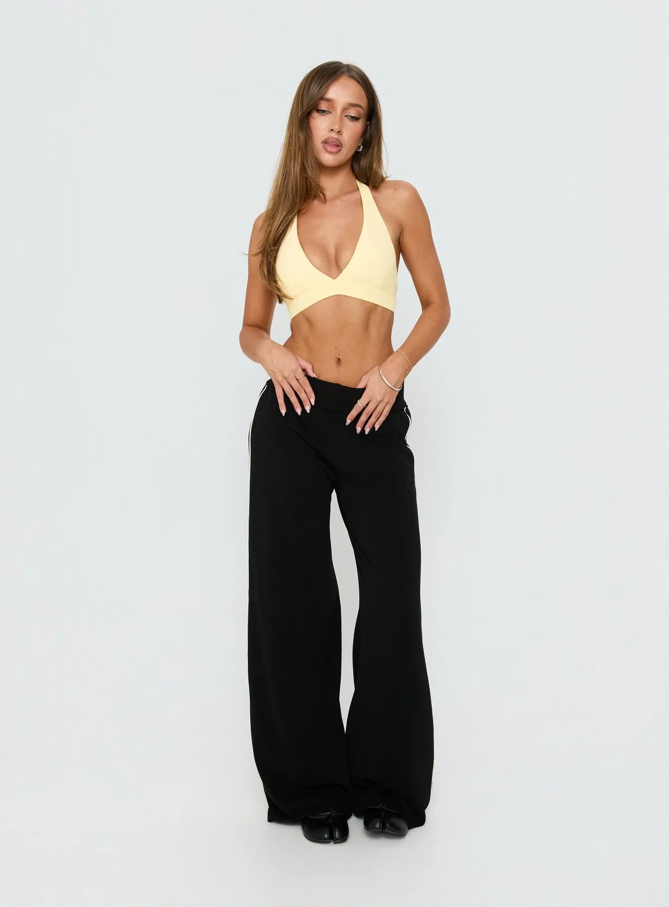In Motion Active Plunge Halter Crop Top Yellow sold by Princess Polly product image thumbnail 2