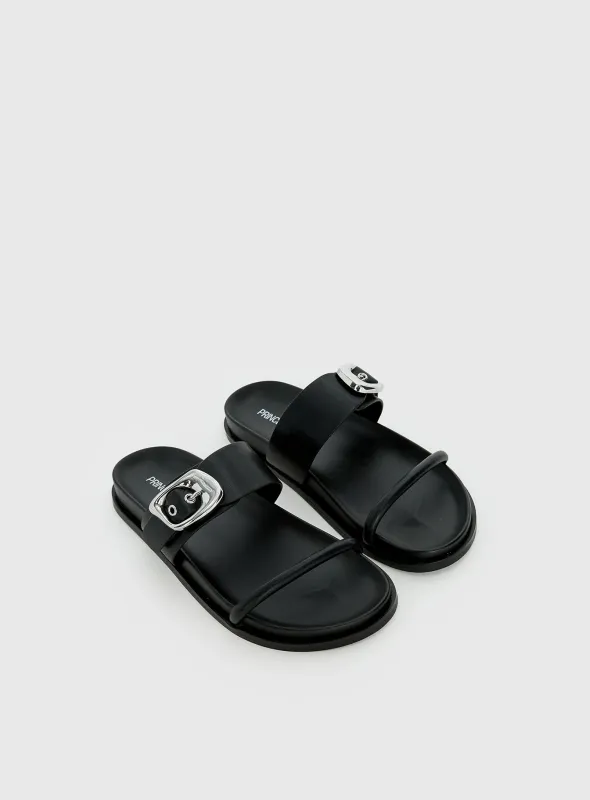 Worth It Buckle Detail Sandals Black made by Princess Polly