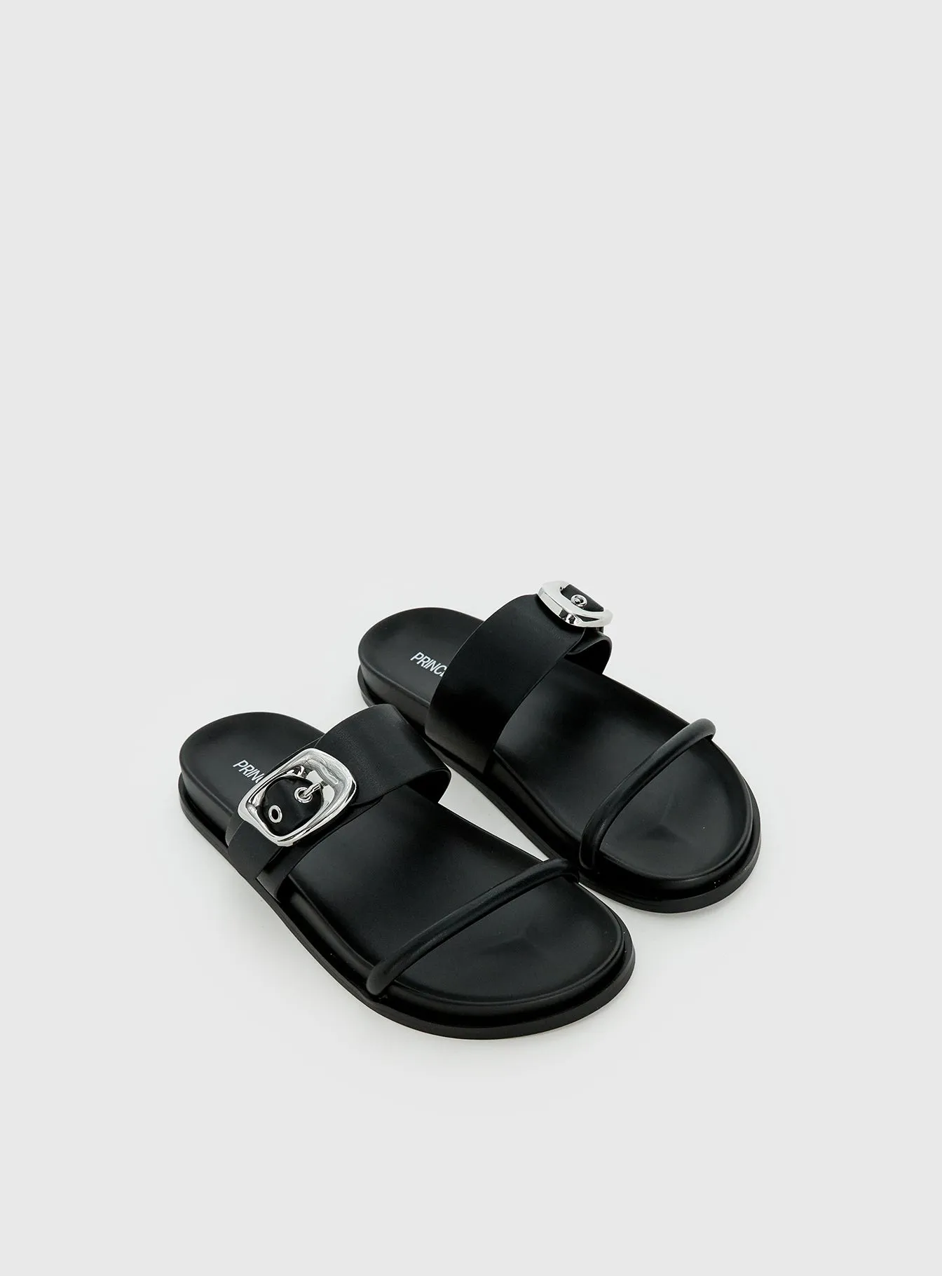 Worth It Buckle Detail Sandals Black sold by Princess Polly