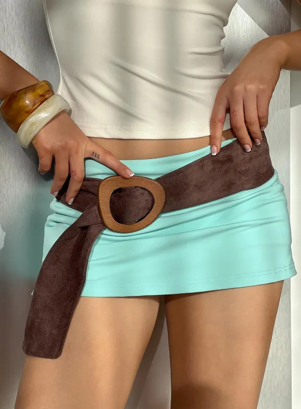 Toluca Faux Suede Belt Chocolate made by Princess Polly