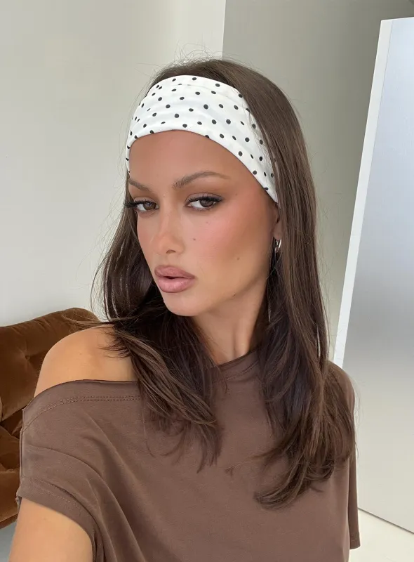 The Juney Headband Cream Polka made by Princess Polly