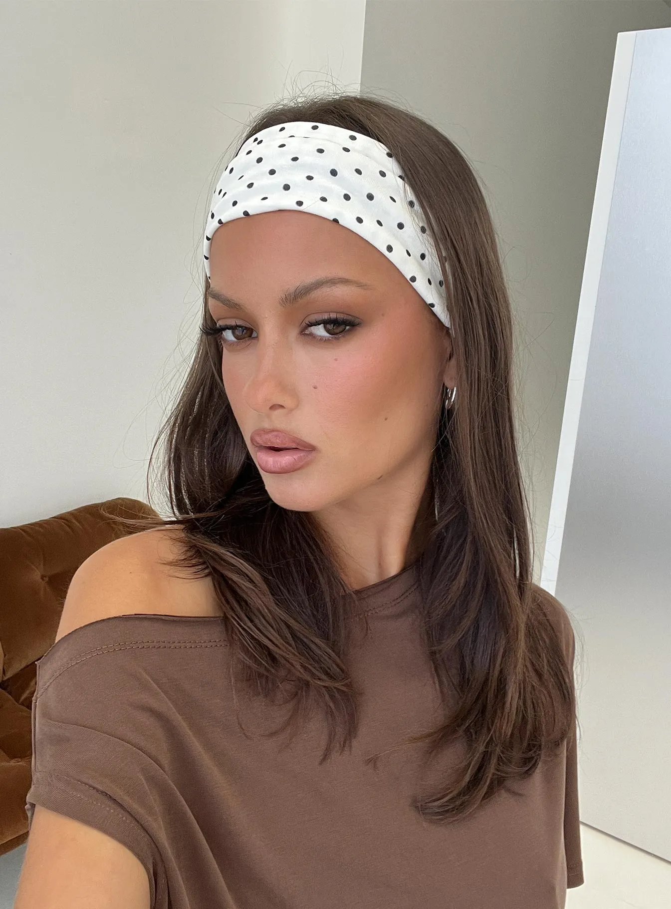 The Juney Headband Cream Polka sold by Princess Polly
