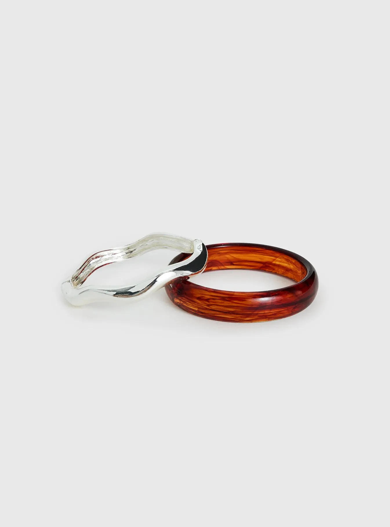 Want Your Love Resin Cuff Set Silver / Brown sold by Princess Polly product image thumbnail 2
