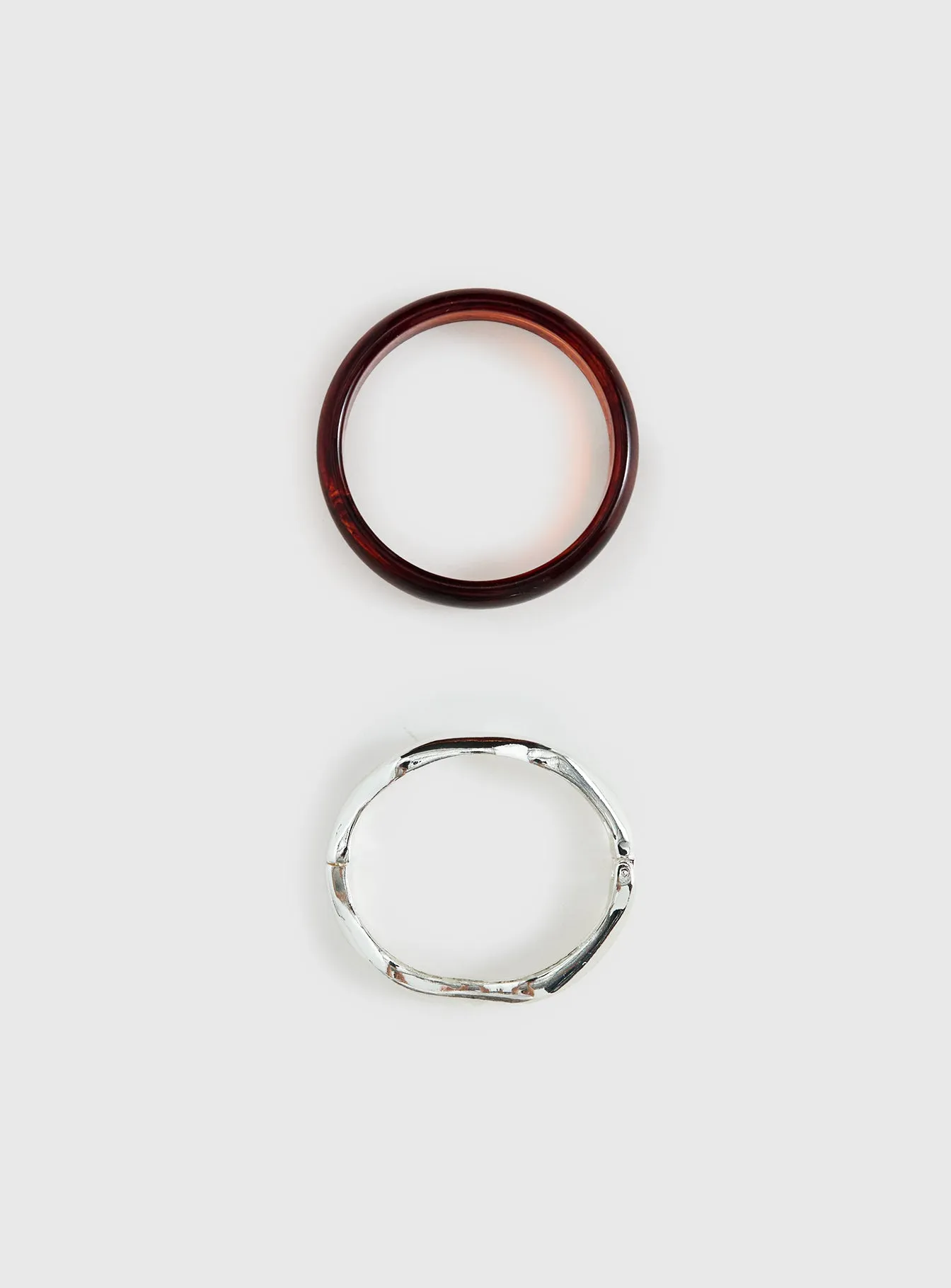 Want Your Love Resin Cuff Set Silver / Brown sold by Princess Polly product image thumbnail 3