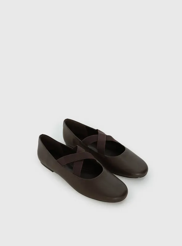 Zevra Sporty Ballet Flats Brown made by Princess Polly