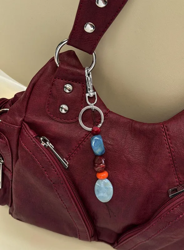 Loved And Lost Beaded Keychain Silver / Multi made by Princess Polly
