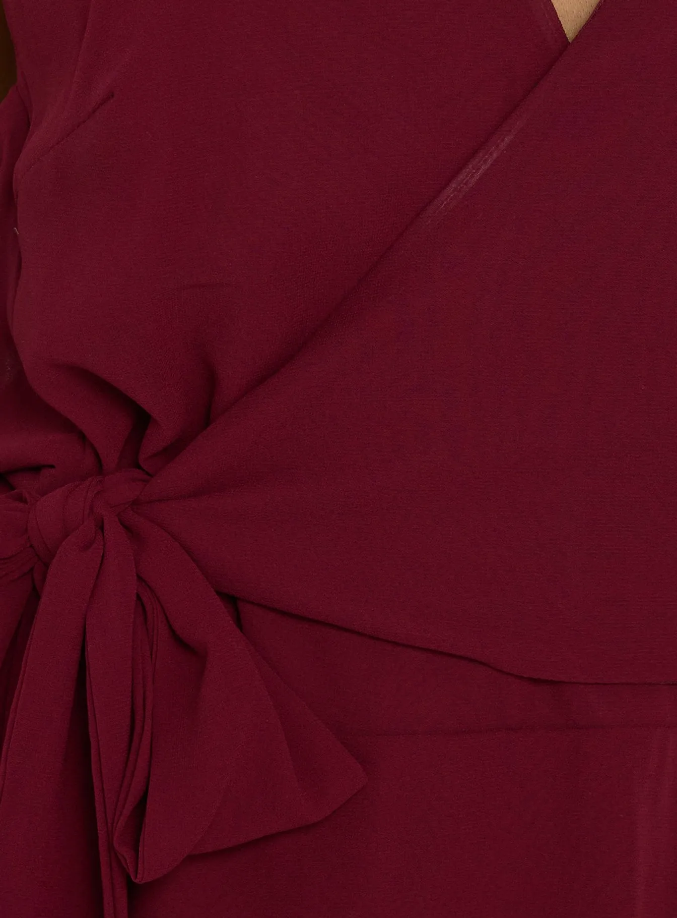 Dream Of Me Wrap Halter Mini Dress Burgundy sold by Princess Polly product image thumbnail 5