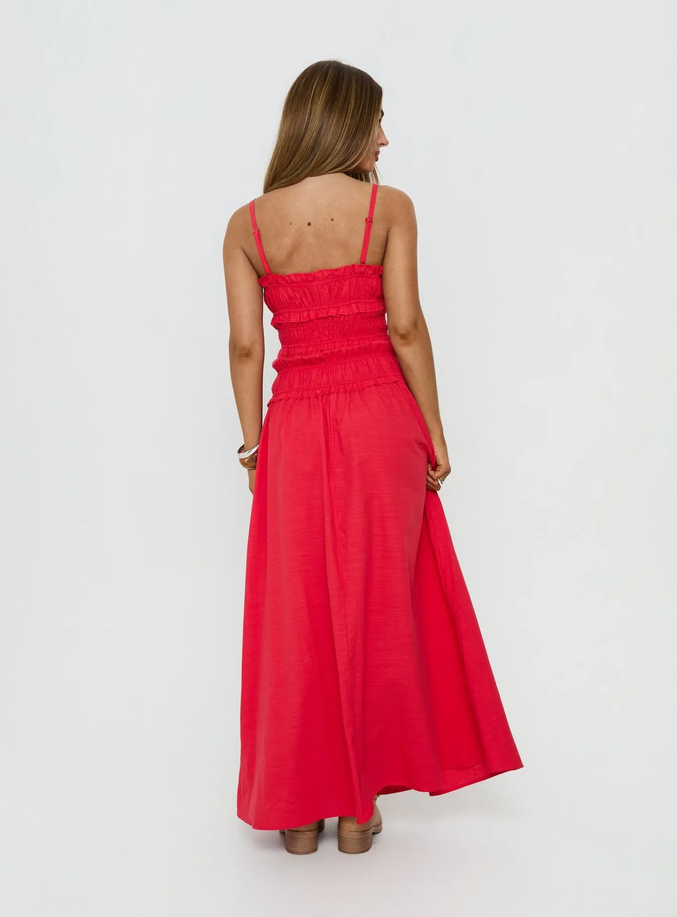 Rubiella Shirred Maxi Dress Red sold by Princess Polly product image thumbnail 4