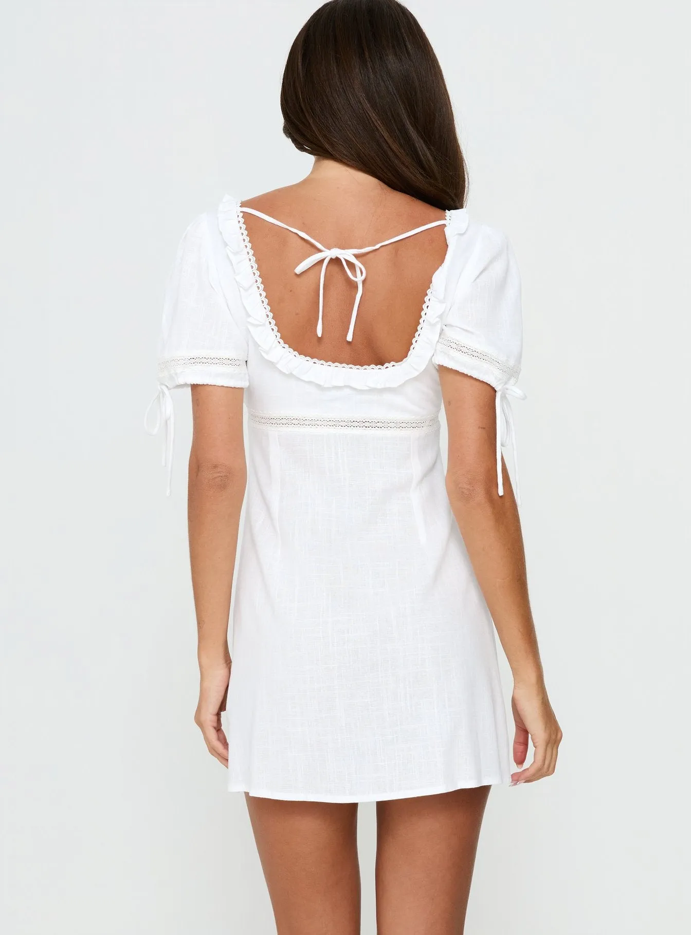 Indianah Pleat Lace Panel Mini Dress White sold by Princess Polly product image thumbnail 5
