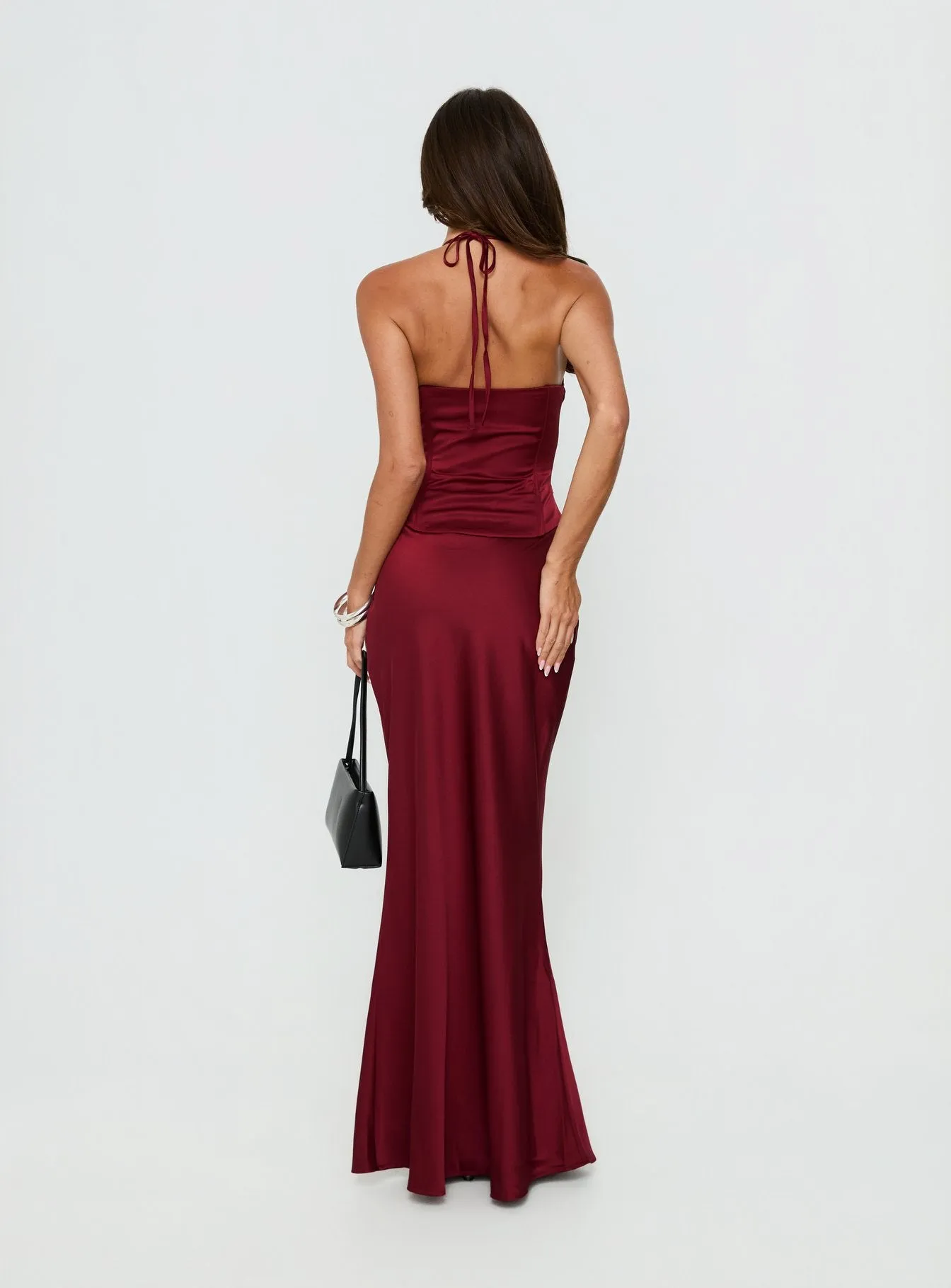 Devotedness Satin Corset Maxi Dress Deep Red sold by Princess Polly product image thumbnail 5