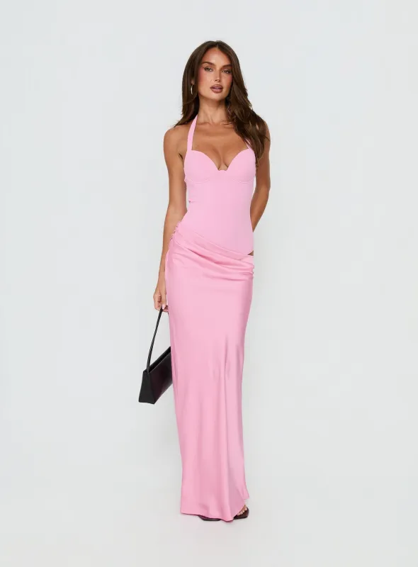 Tayna Draped Maxi Dress Pink made by Princess Polly