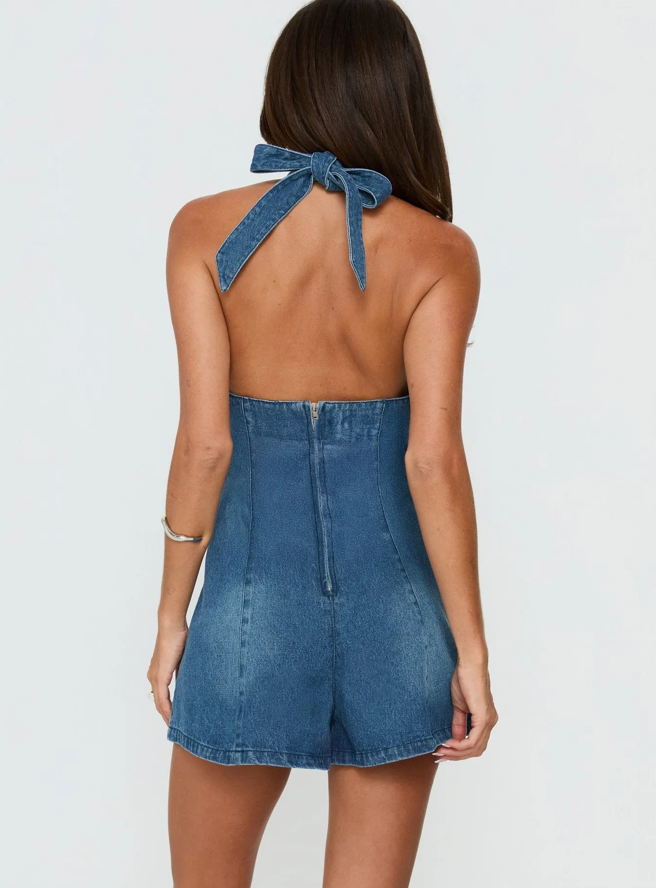 Ardenia Hatler Denim Playsuit Mid Blue Wash sold by Princess Polly product image thumbnail 4