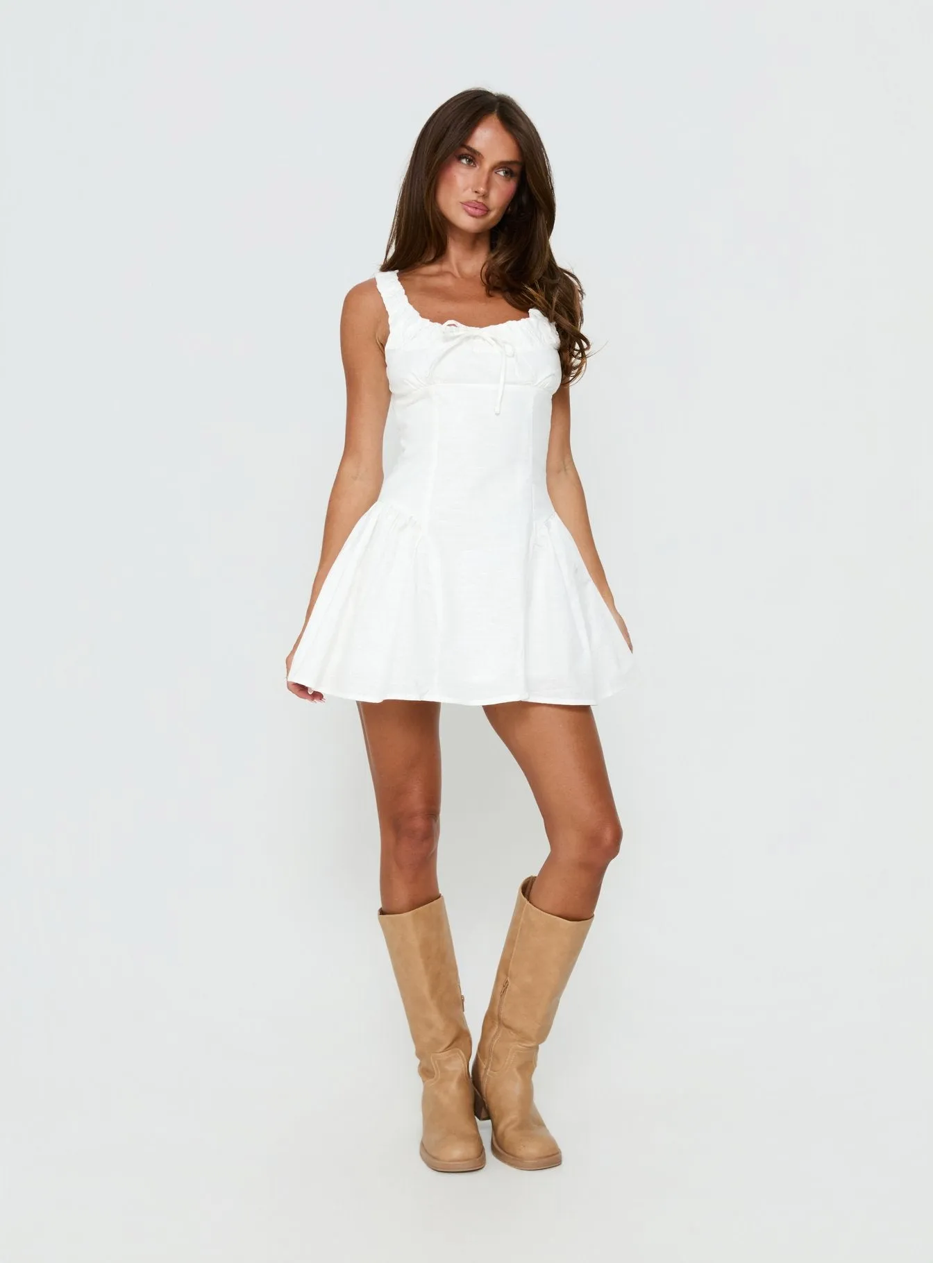 Rozalea Ruched Mini Dress White sold by Princess Polly product image thumbnail 3