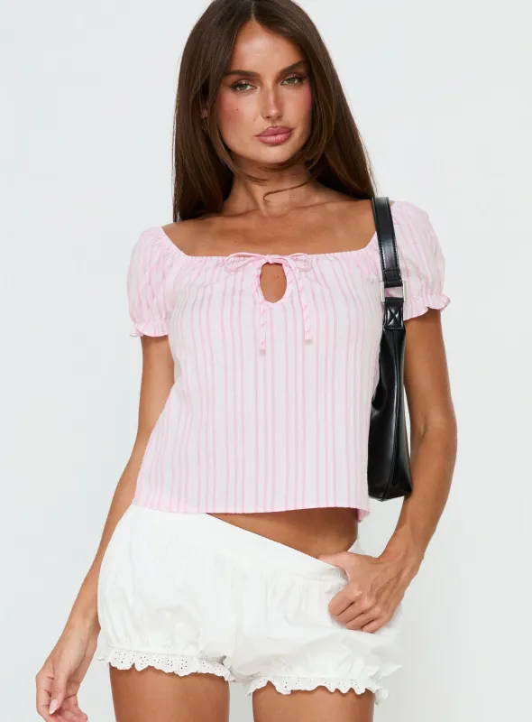 Calthea Puff Sleeve Top Pink Stripe made by Princess Polly