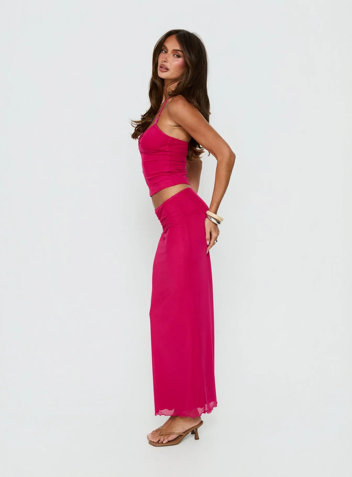 Jailon Ruched Maxi Skirt Guava sold by Princess Polly product image thumbnail 3