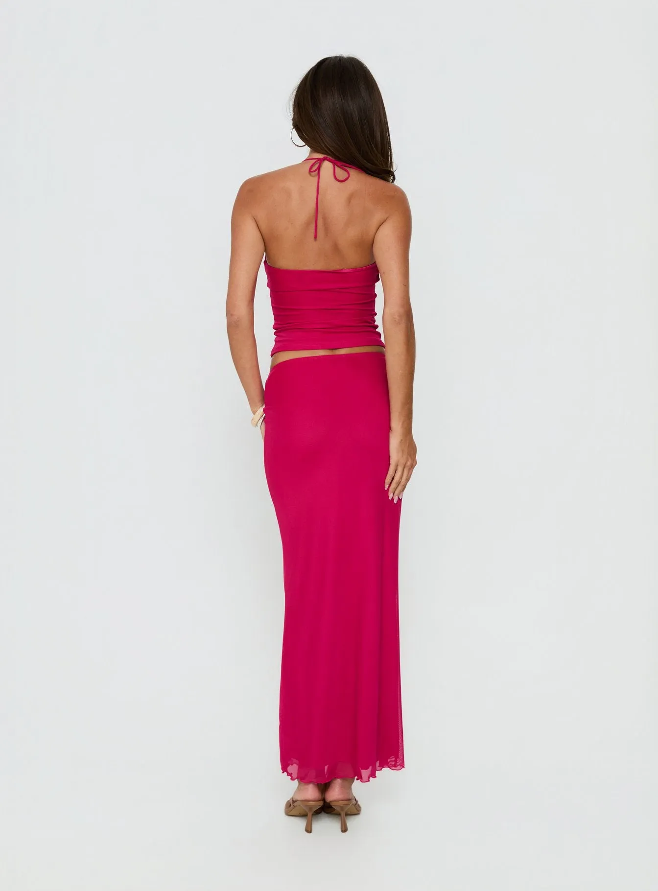 Jailon Ruched Maxi Skirt Guava sold by Princess Polly product image thumbnail 4