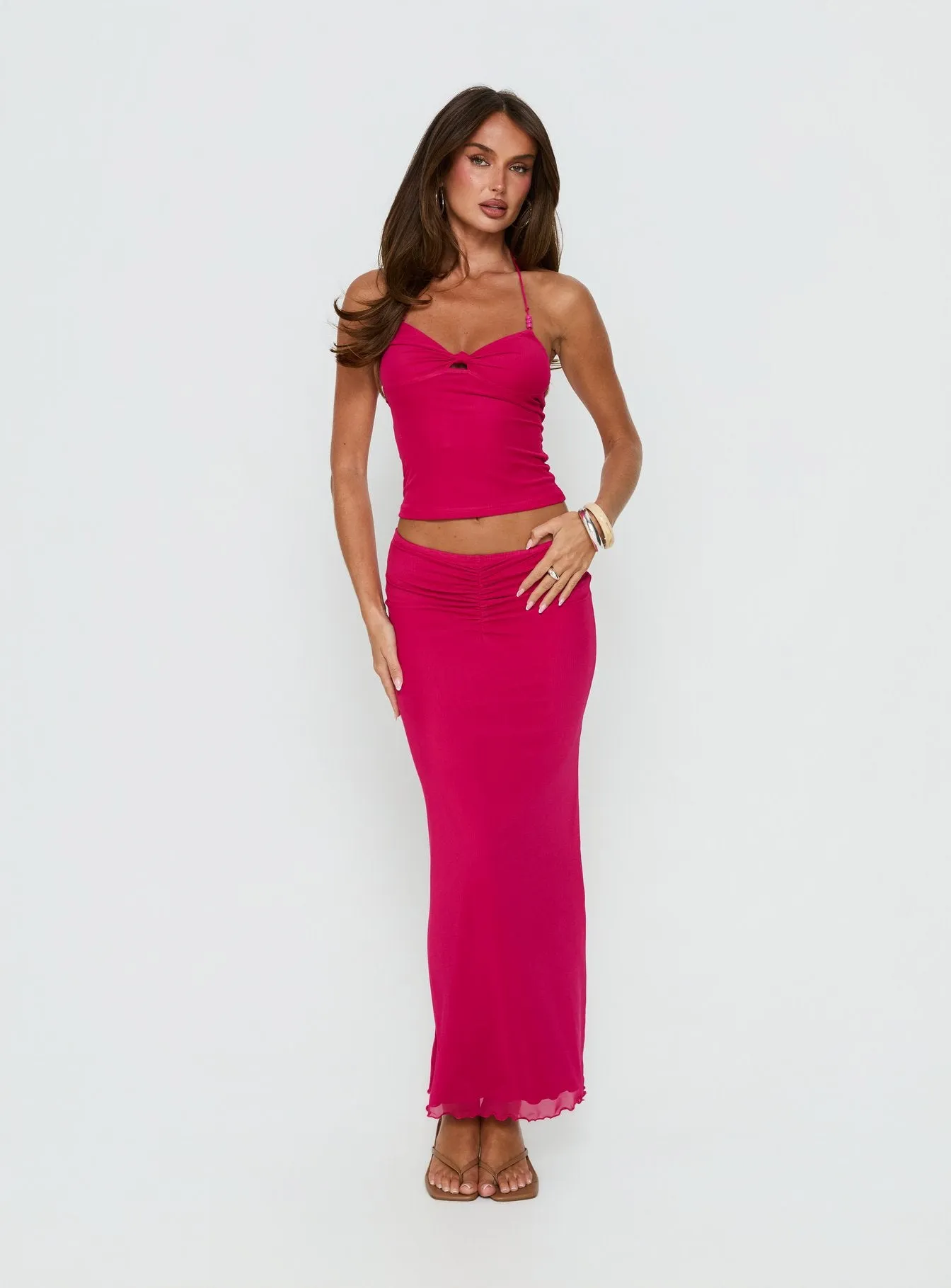 Jailon Ruched Maxi Skirt Guava sold by Princess Polly product image thumbnail 2