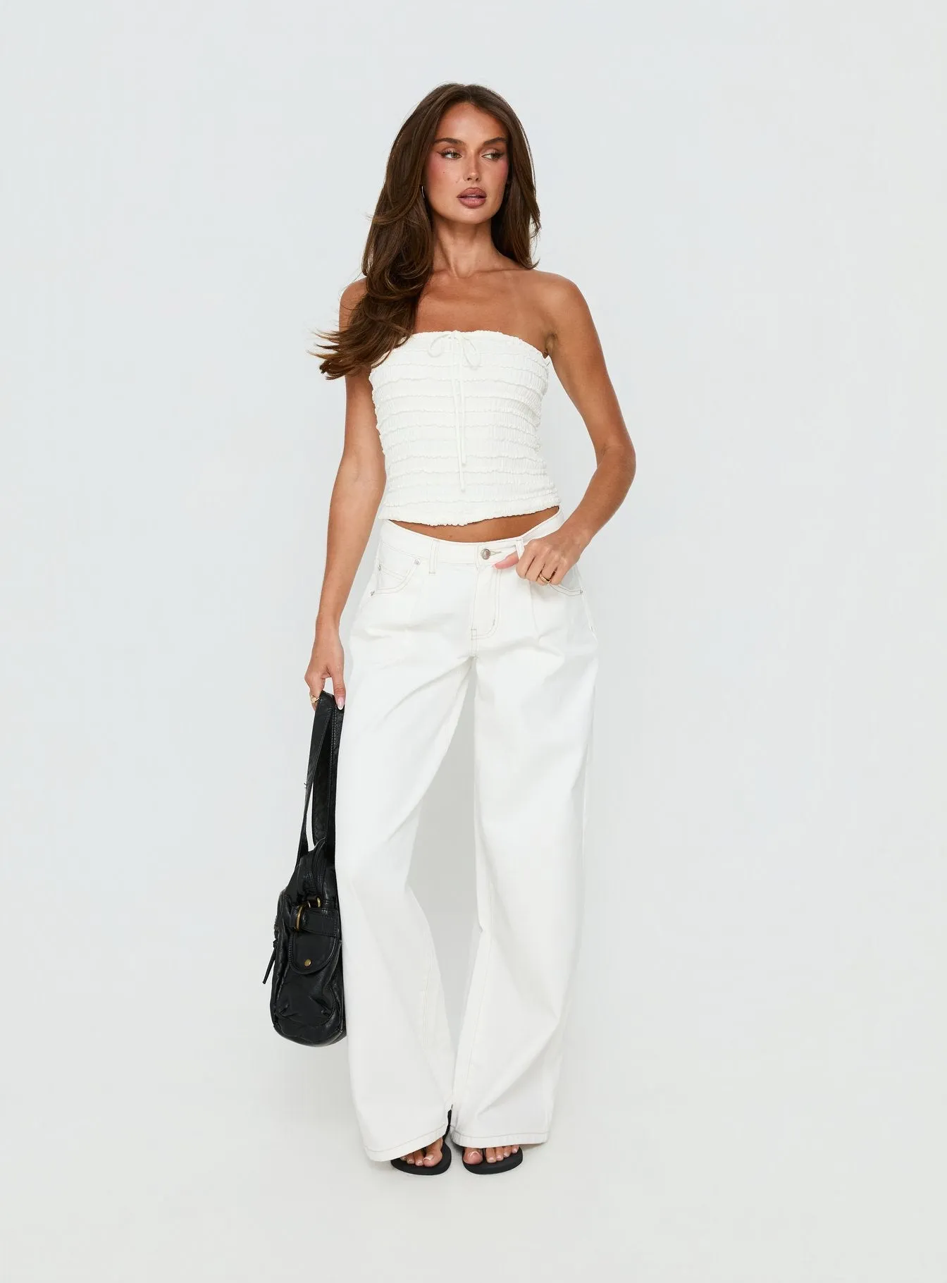 Jaima Textured Strapless Top Cream sold by Princess Polly product image thumbnail 3