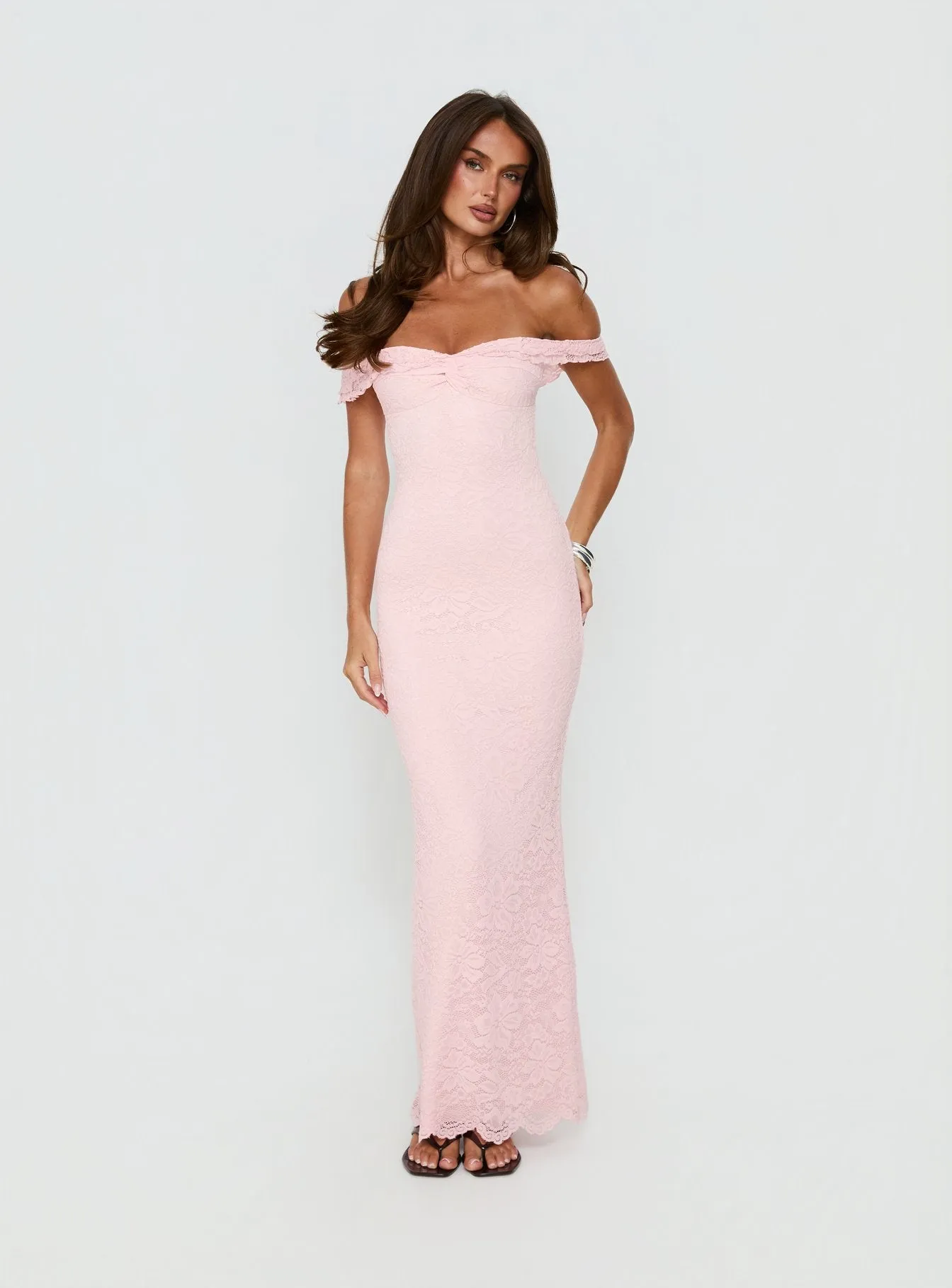 Anabeila Strapless Maxi Dress Pink sold by Princess Polly