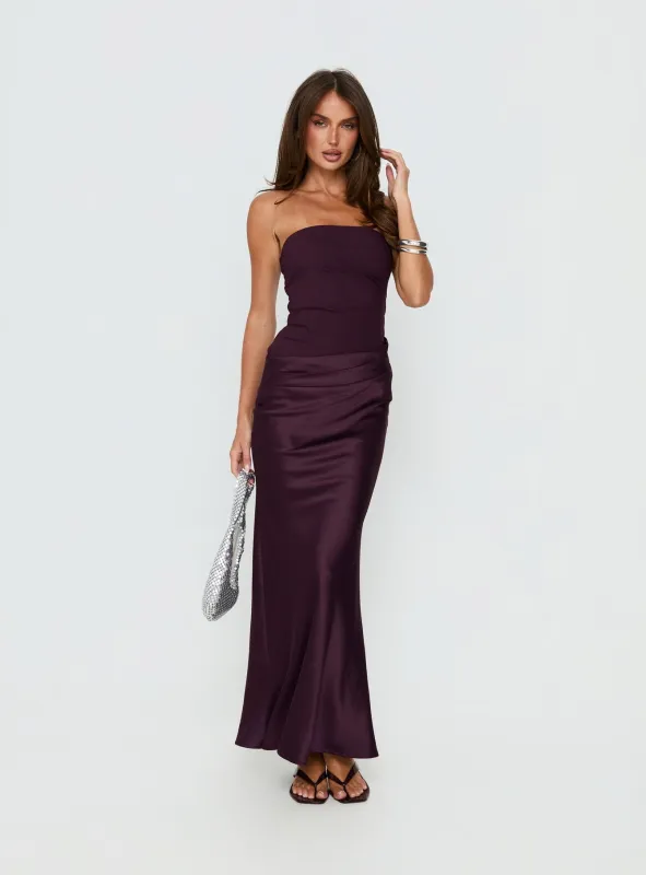 Lulita Strapless Maxi Dress Plum made by Princess Polly