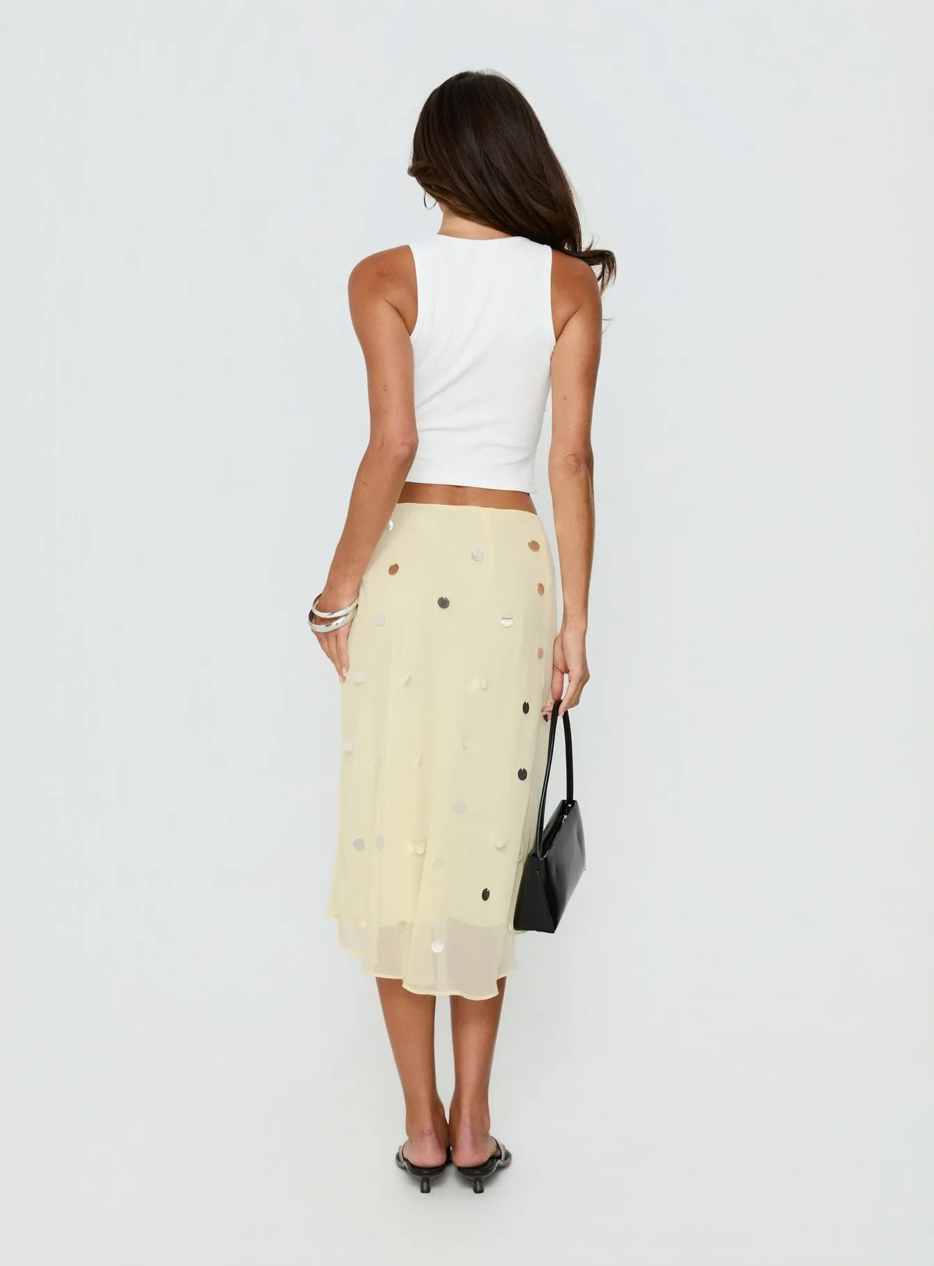 Kessiah Sequin Midi Skirt Yellow sold by Princess Polly product image thumbnail 5