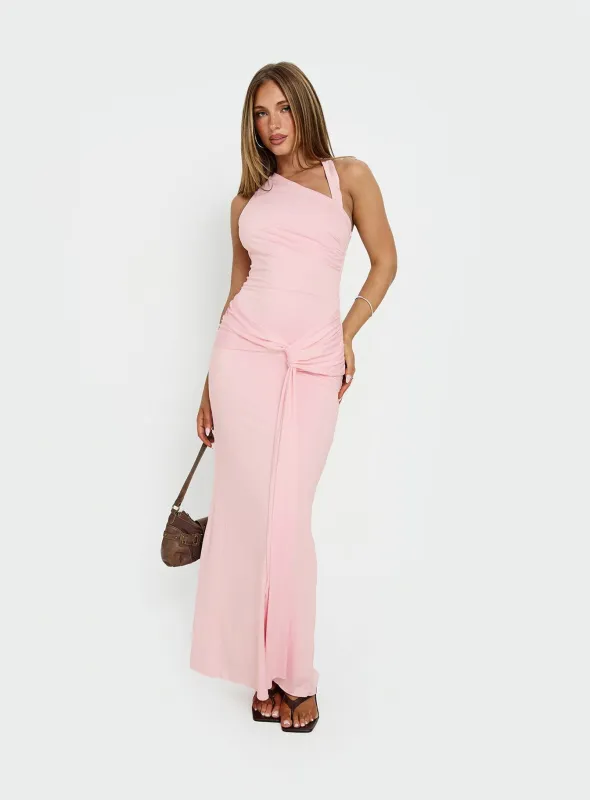 Ivetta Ruched Maxi Dress Pink made by Princess Polly