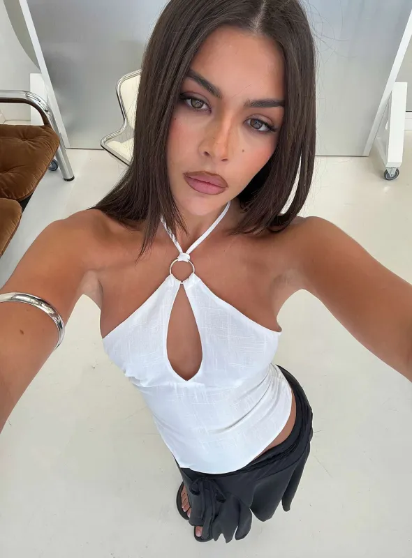 Idiana Halter Keyhole Top Cream made by Princess Polly