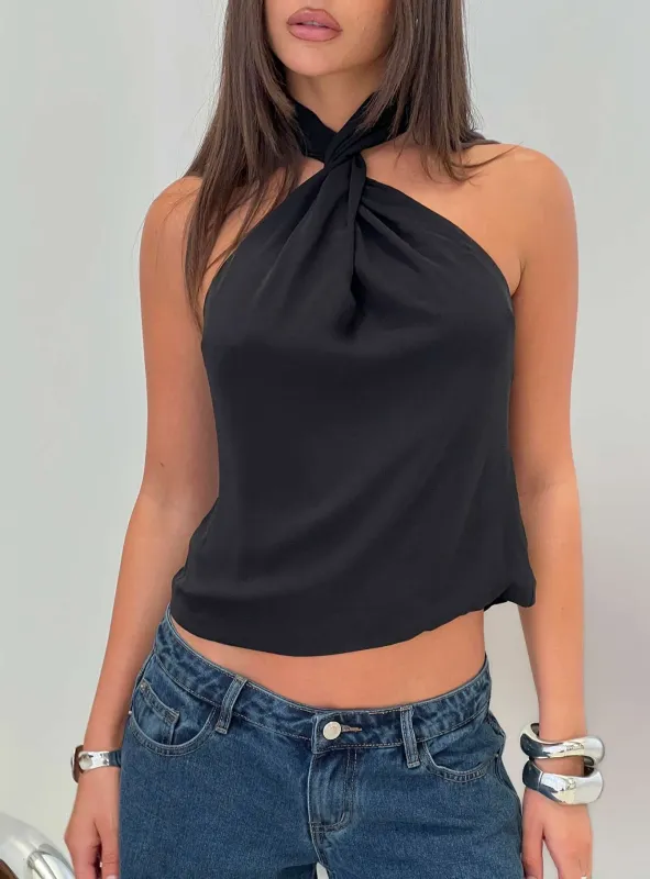 Adalynne Twist Front Top Black made by Princess Polly