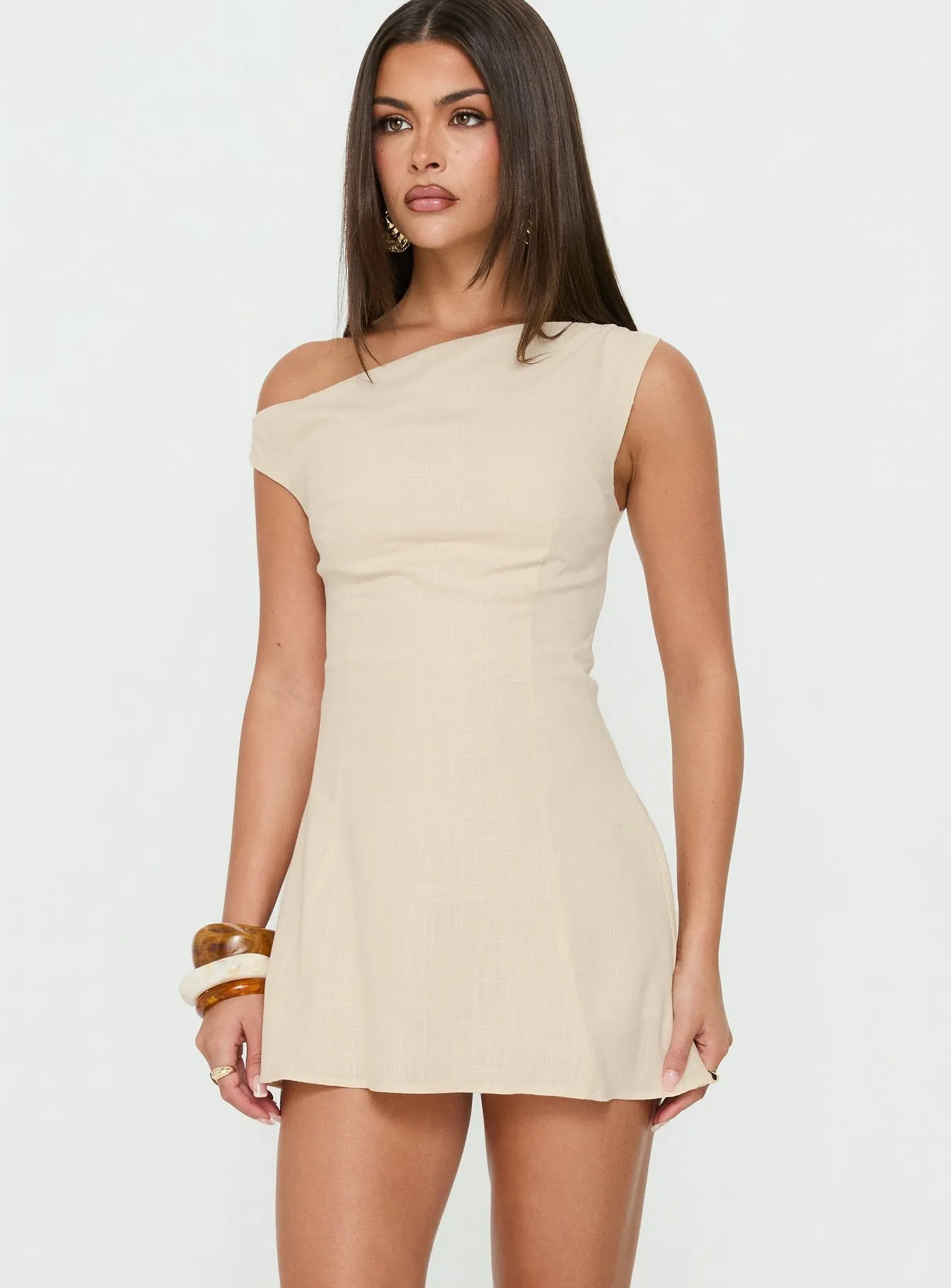 Anjela Off Shoulder Romper Oat sold by Princess Polly product image thumbnail 2