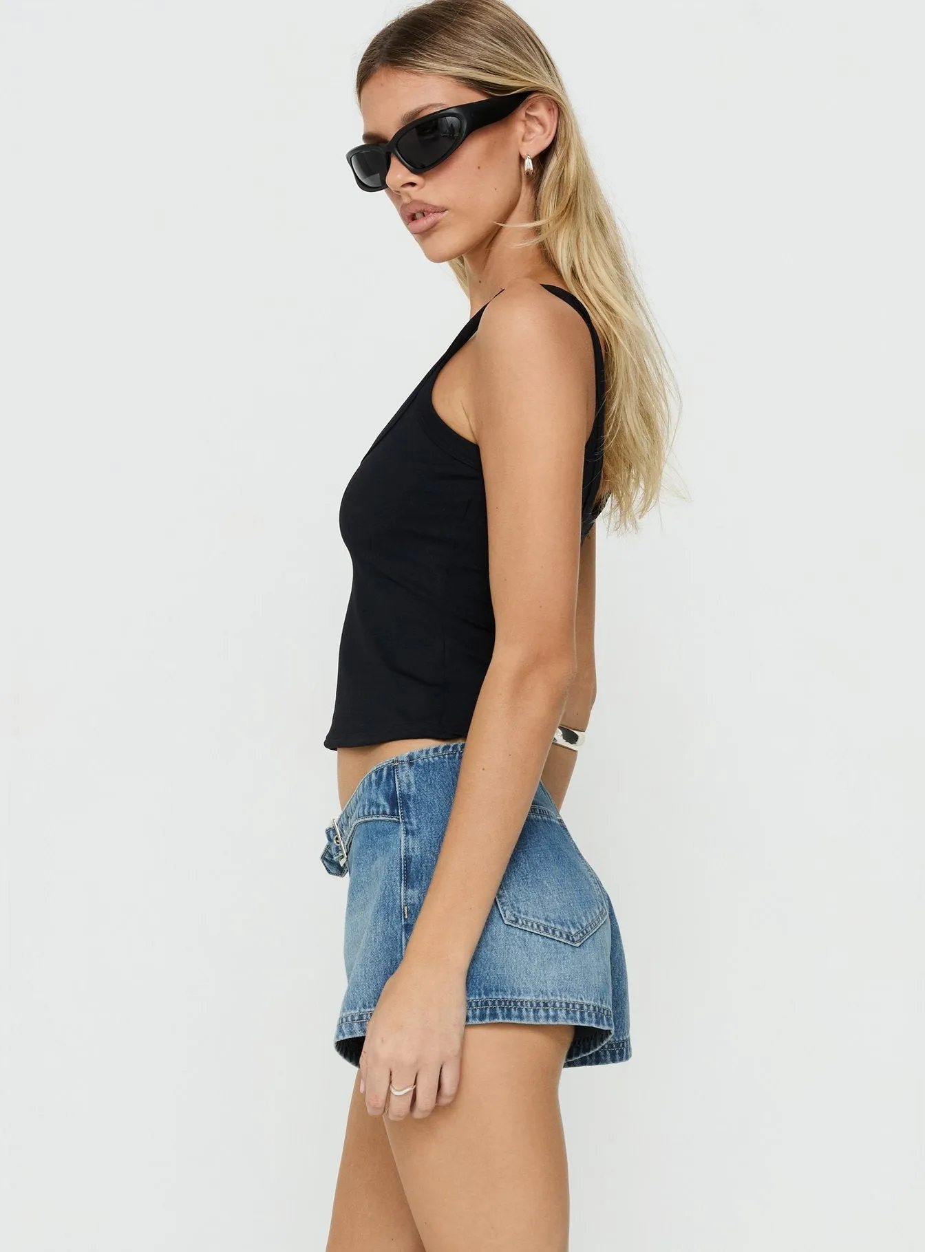 Wittney Buckle Micro Shorts Mid Blue Wash sold by Princess Polly product image thumbnail 4