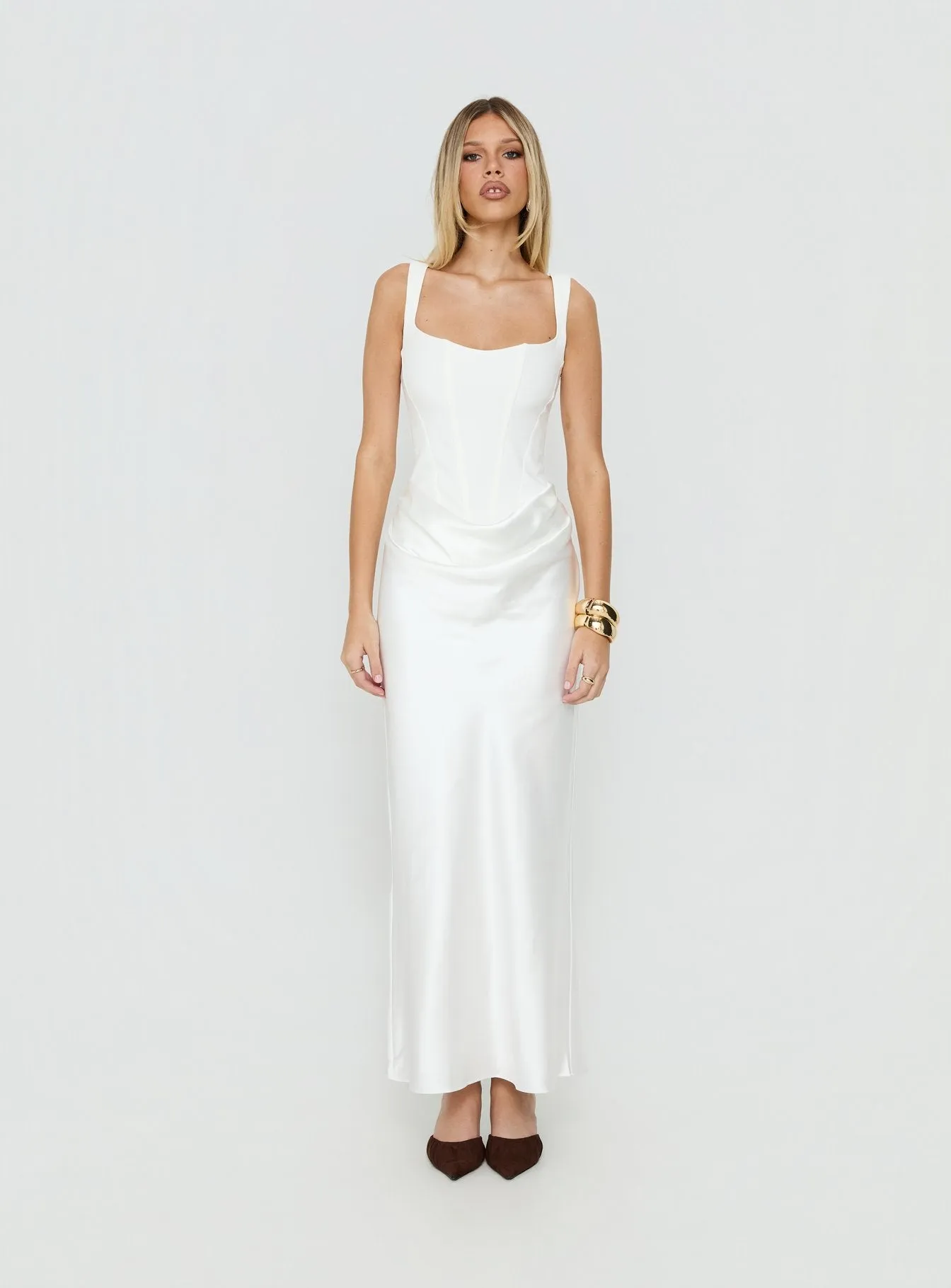 Ryana Corset Drape Maxi Dress White sold by Princess Polly product image thumbnail 3