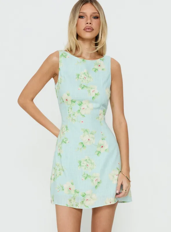 Alfalfa Mini Dress Blue Floral made by Princess Polly