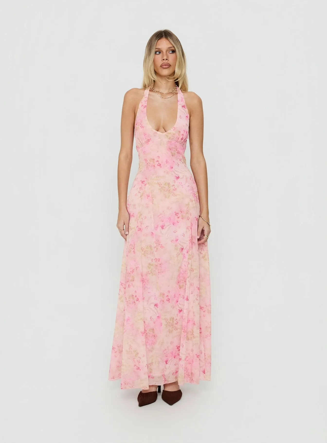 Dandelions Halter Maxi Dress Pink Floral sold by Princess Polly product image thumbnail 2