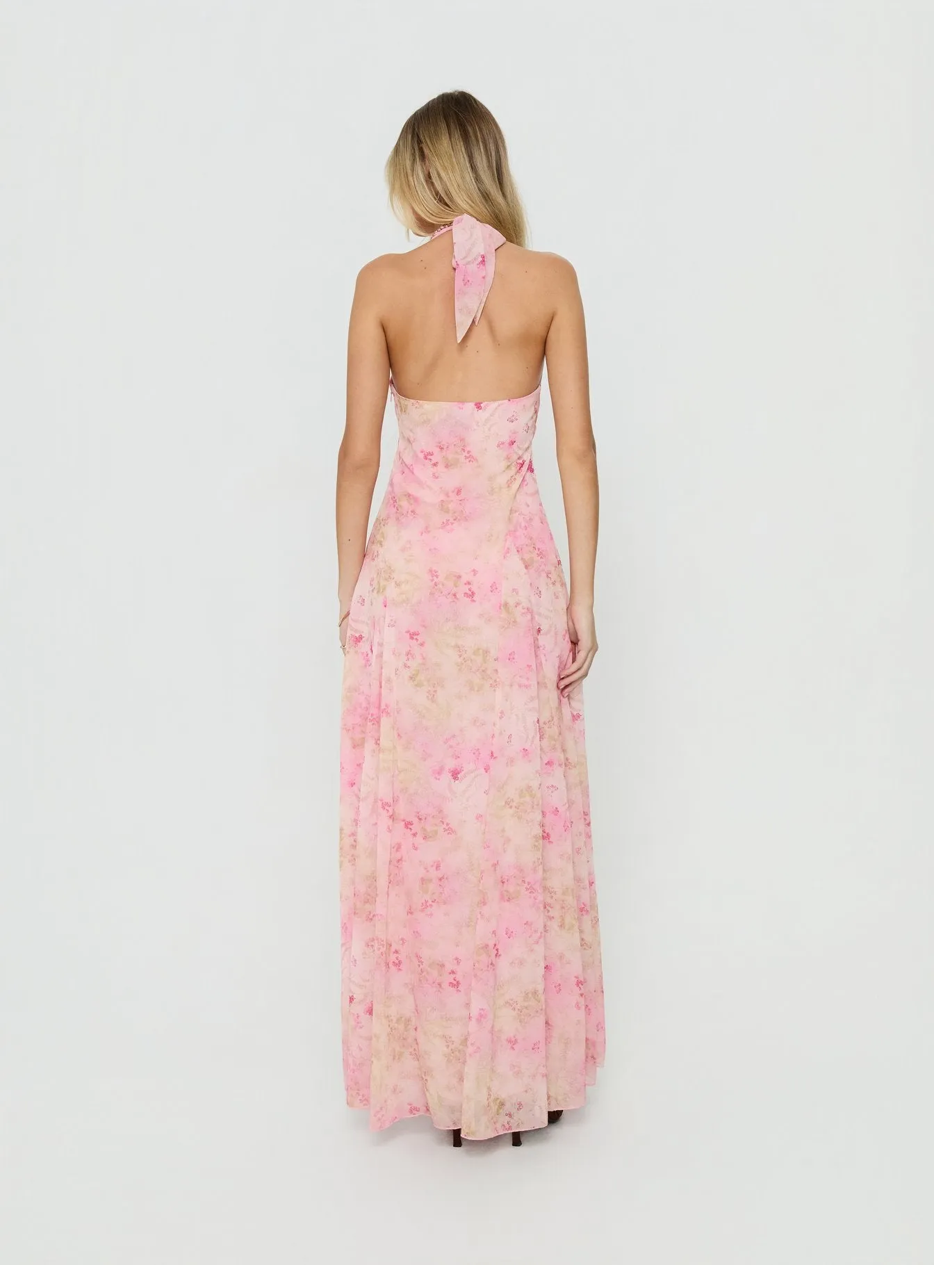 Dandelions Halter Maxi Dress Pink Floral sold by Princess Polly product image thumbnail 4