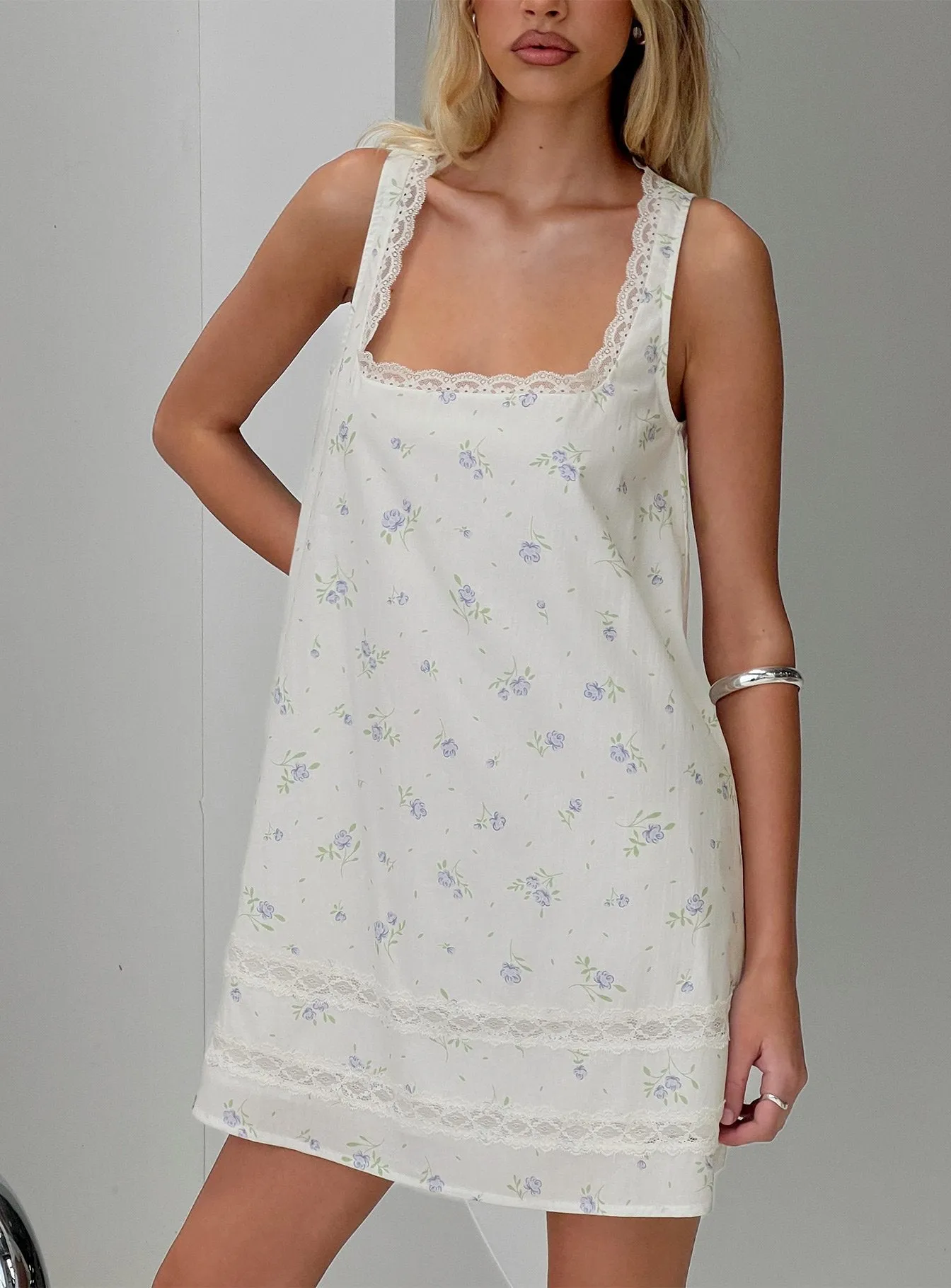 Alanah Mini Dress Blue Ditsy sold by Princess Polly