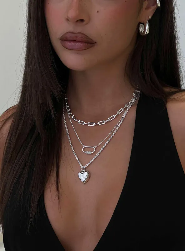 Double Date Layered Necklace Silver made by Princess Polly